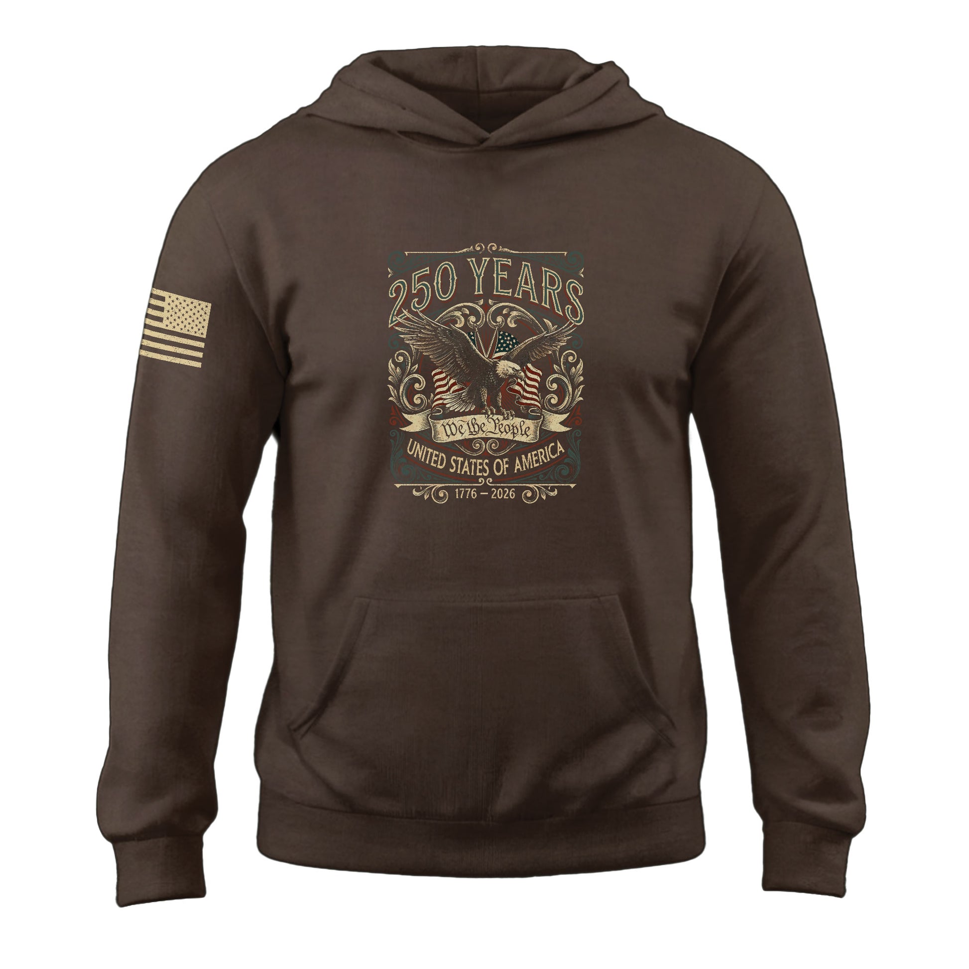 America 1776–2026 250 Years Anniversary Hoodie, Patriotic Eagle Symbol of Freedom and Pride - Rust Field Wear