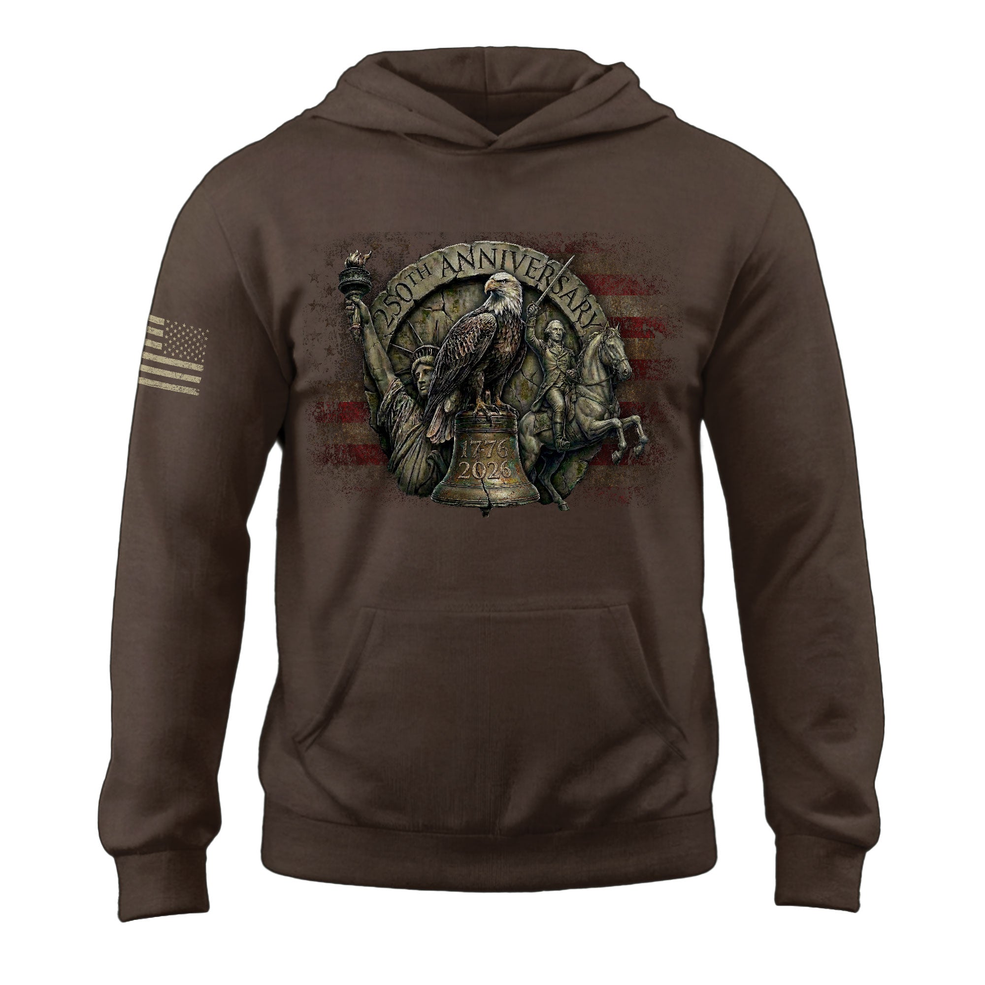 USA 250th Anniversary Hoodie 1776-2026 Liberty Bell & George Washington Semiquincentennial Patriotic