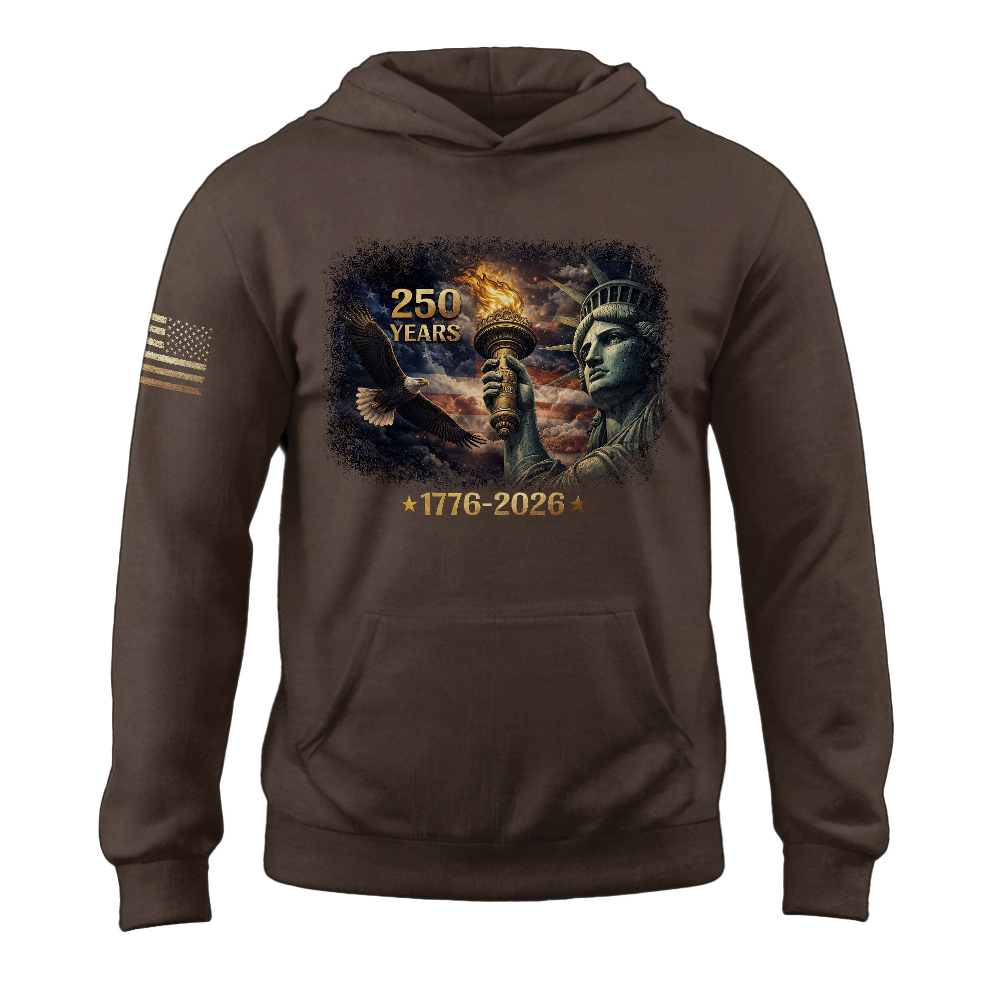 USA 250 Years of Liberty Hoodie 1776-2026 Statue of Liberty Torch Semiquincentennial Patriotic