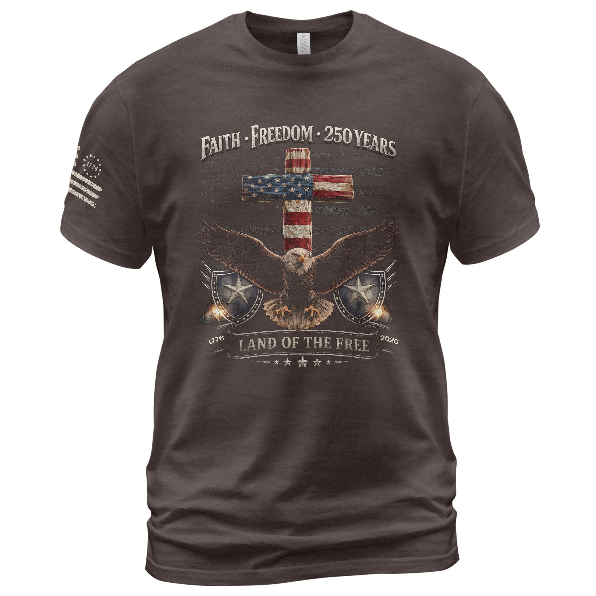 250 Years America Anniversary Shirt - Faith and Freedom Eagle Cross Christian Shirts