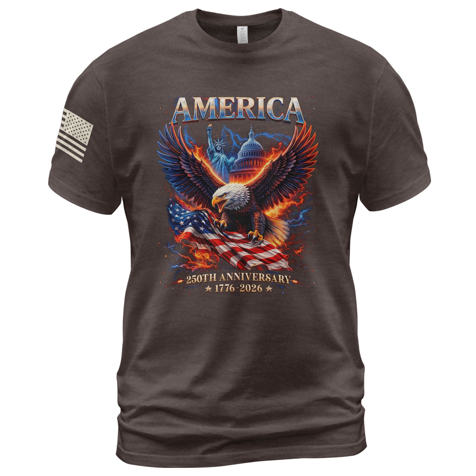 250 Year American Anniversary Shirt - Freedom Eagle Bootleg Graphic Tee