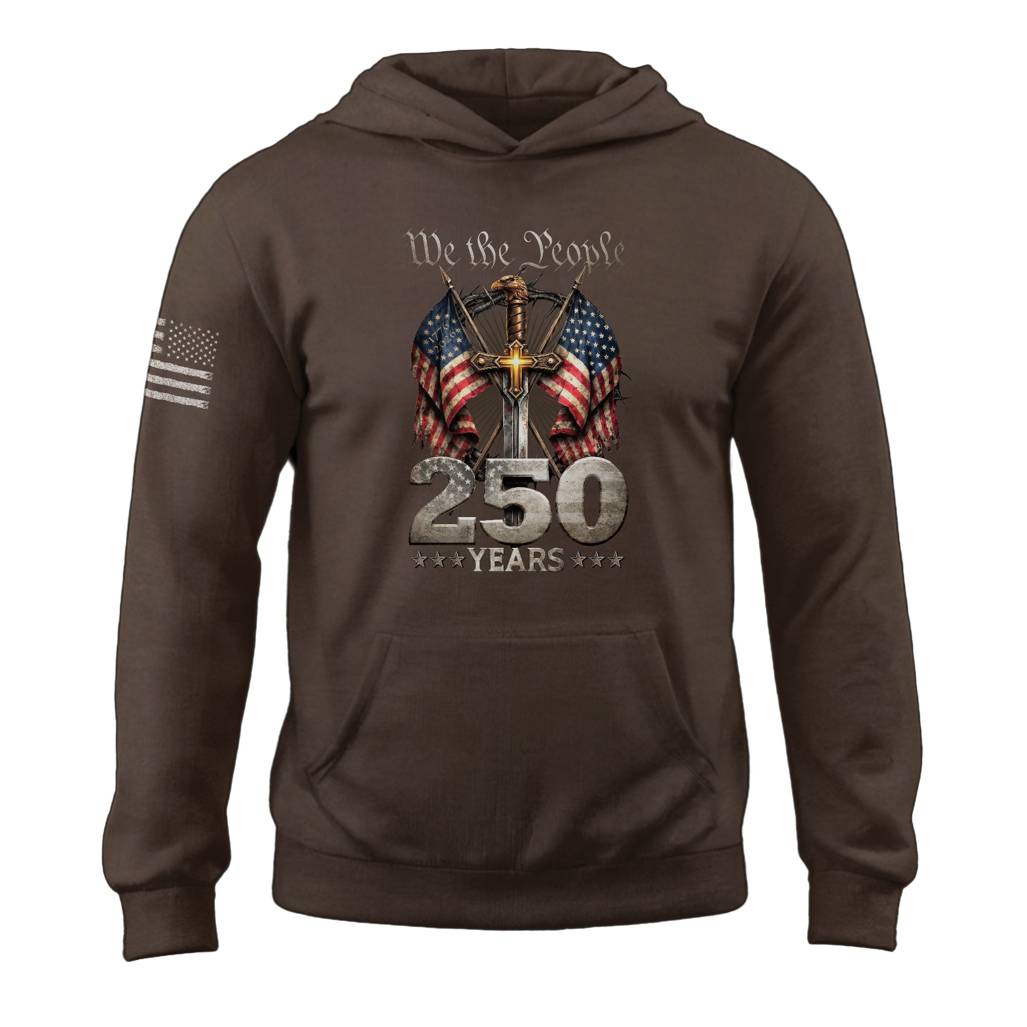 USA 250th Anniversary Christian Patriot Hoodie Faith Freedom 1776–2026