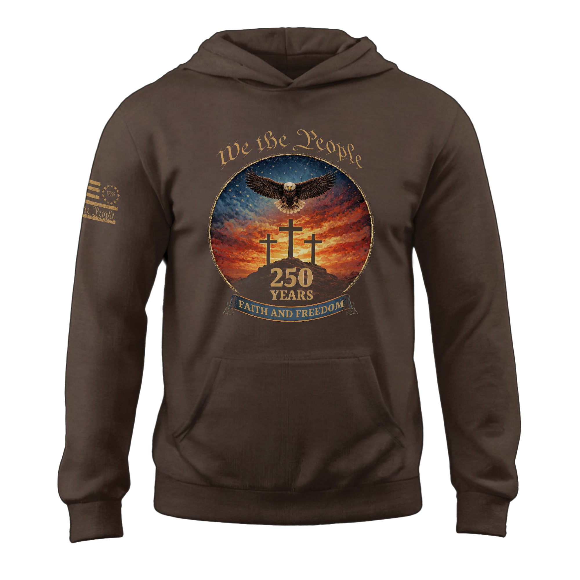 America 250th Anniversary 1776-2026 Semiquincentennial Hoodie – We The People Eagle Cross Faith and Freedom Men’s Hoodie
