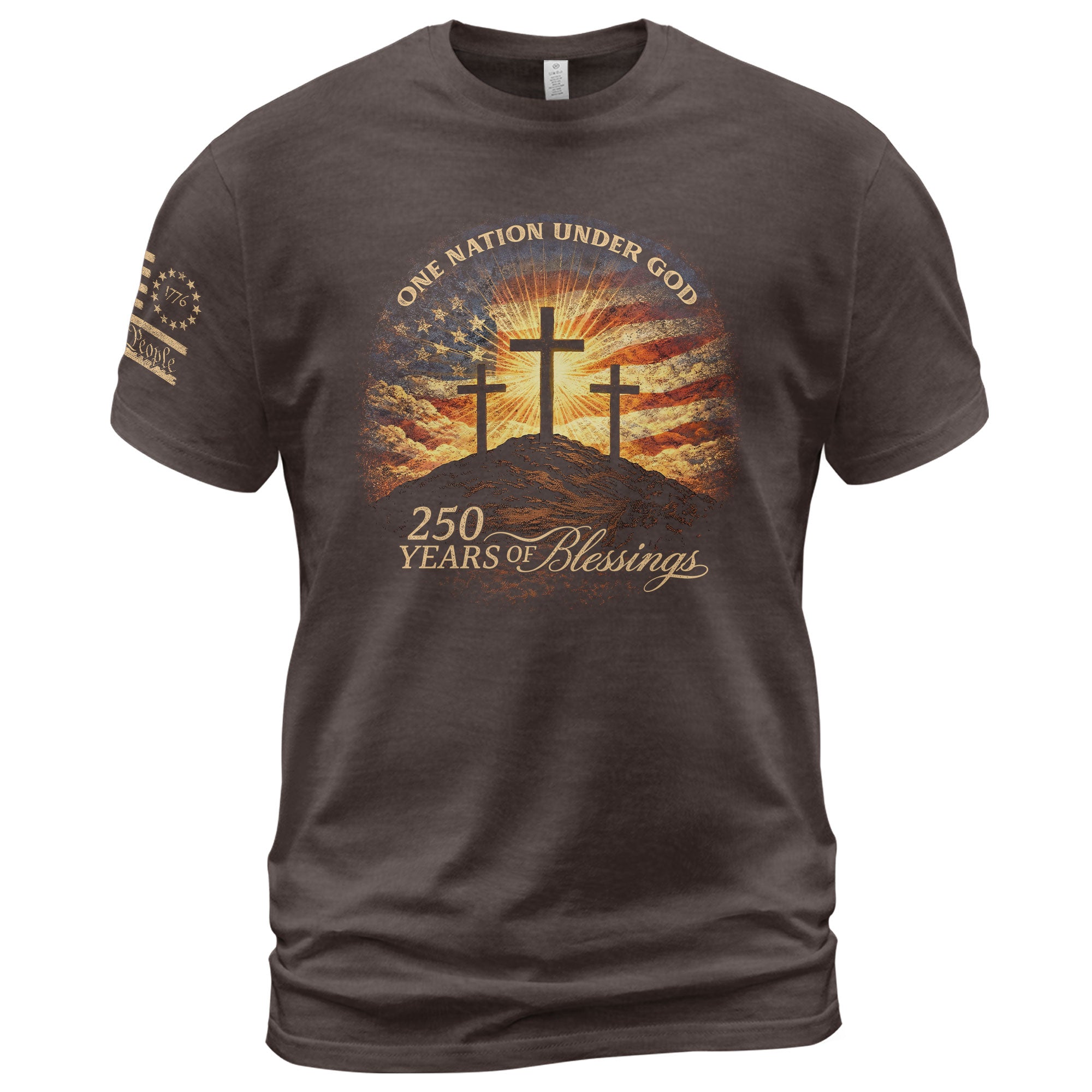 250 Years of Blessings One Nation Under God Shirt - 250th Anniversary Commemorative Crosses & Flag Tee