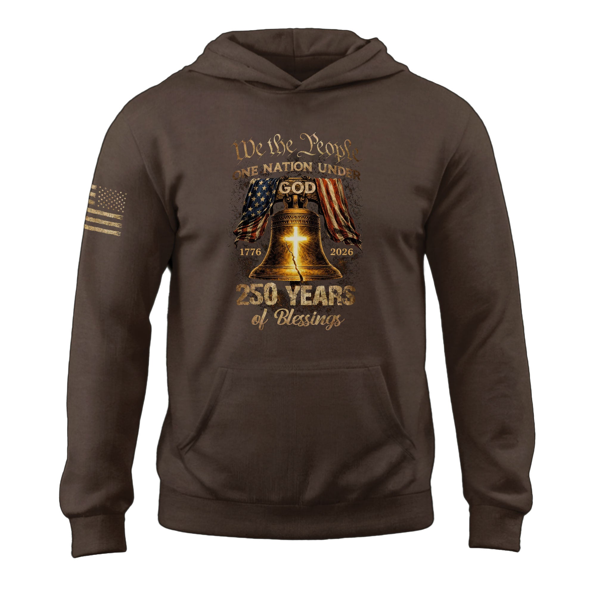 USA 250th Anniversary 1776-2026 Semiquincentennial Hoodie – One Nation Under God We The People Liberty Bell Christian Men’s Hoodie