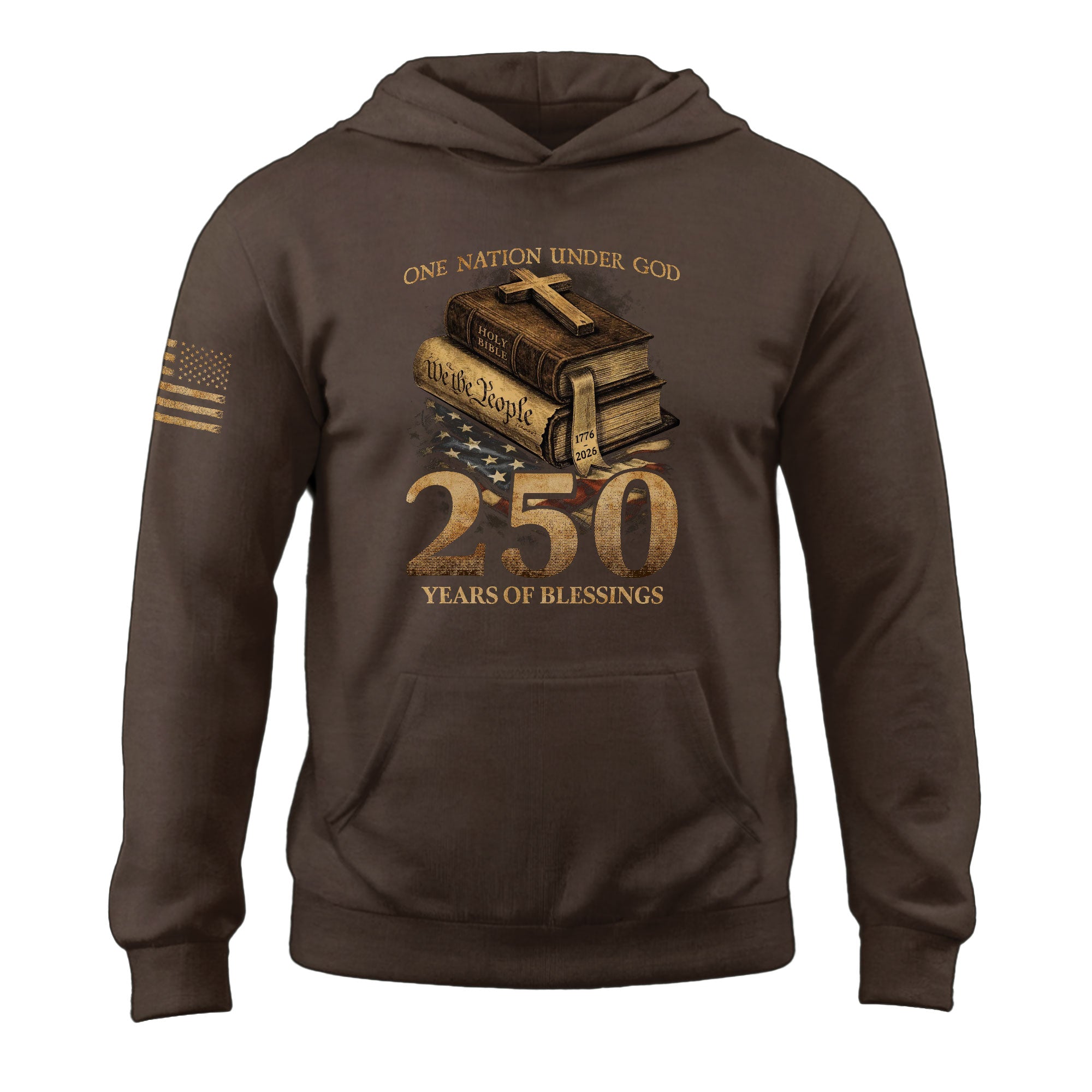 USA 250th Anniversary 1776-2026 Semiquincentennial Hoodie – One Nation Under God Eagle Holy Bible We The People Patriotic Men’s Hoodie
