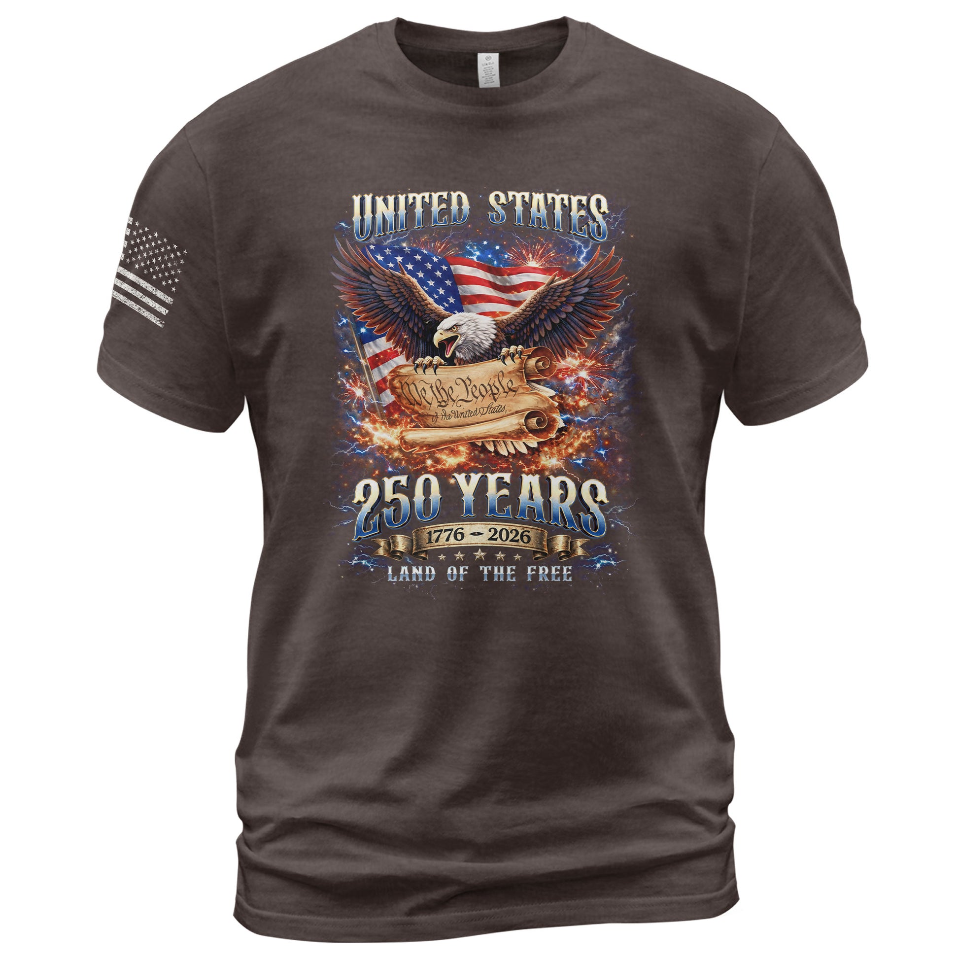 Vintage USA 250 Years Bootleg T-Shirt - 1776-2026 250th Anniversary Eagle Streetwear, Patriotic We The People Graphic Tee - Rust Field Wear