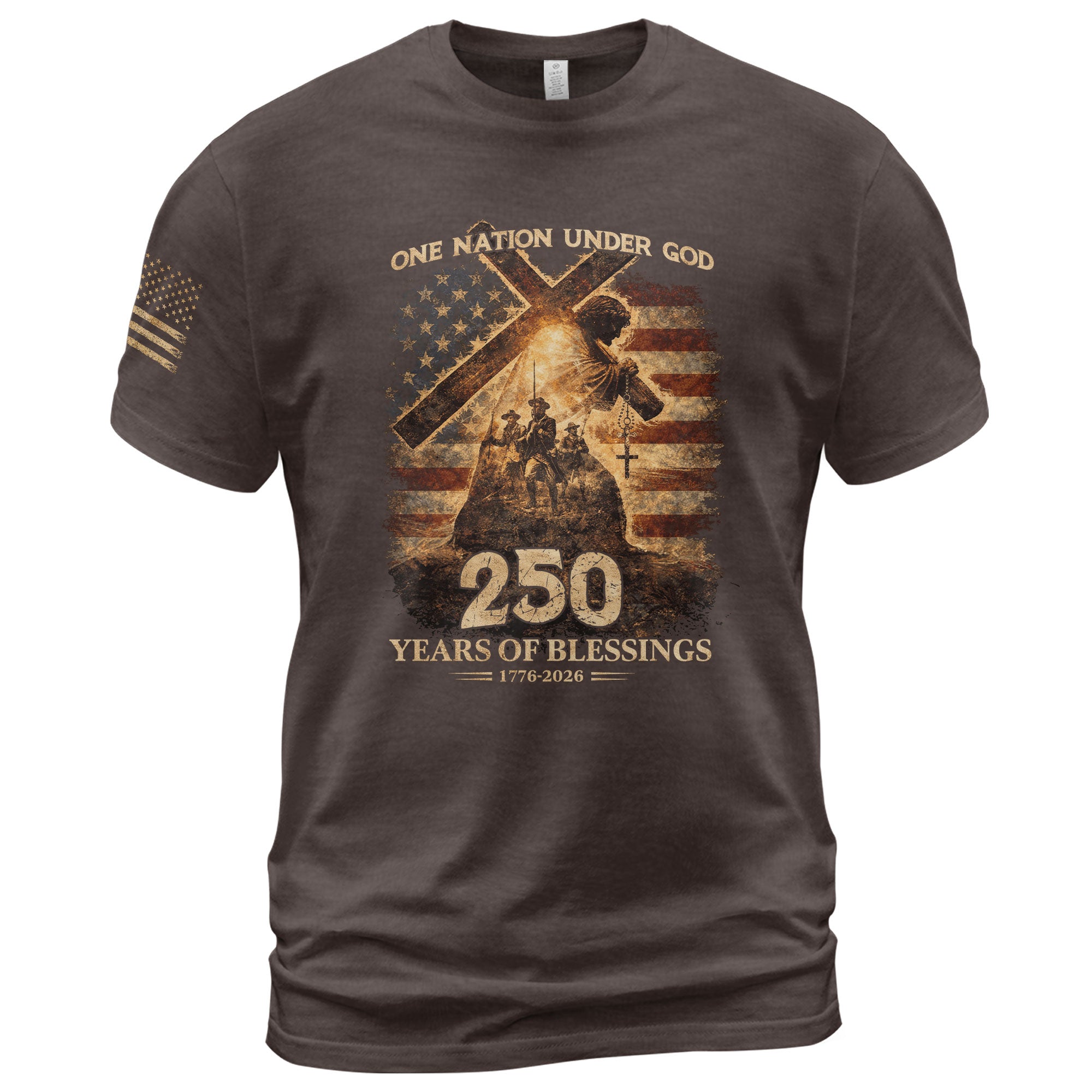 USA 250th Anniversary Shirt – 1776-2026 One Nation Under God 250 Years of Blessings Patriotic Christian Tee