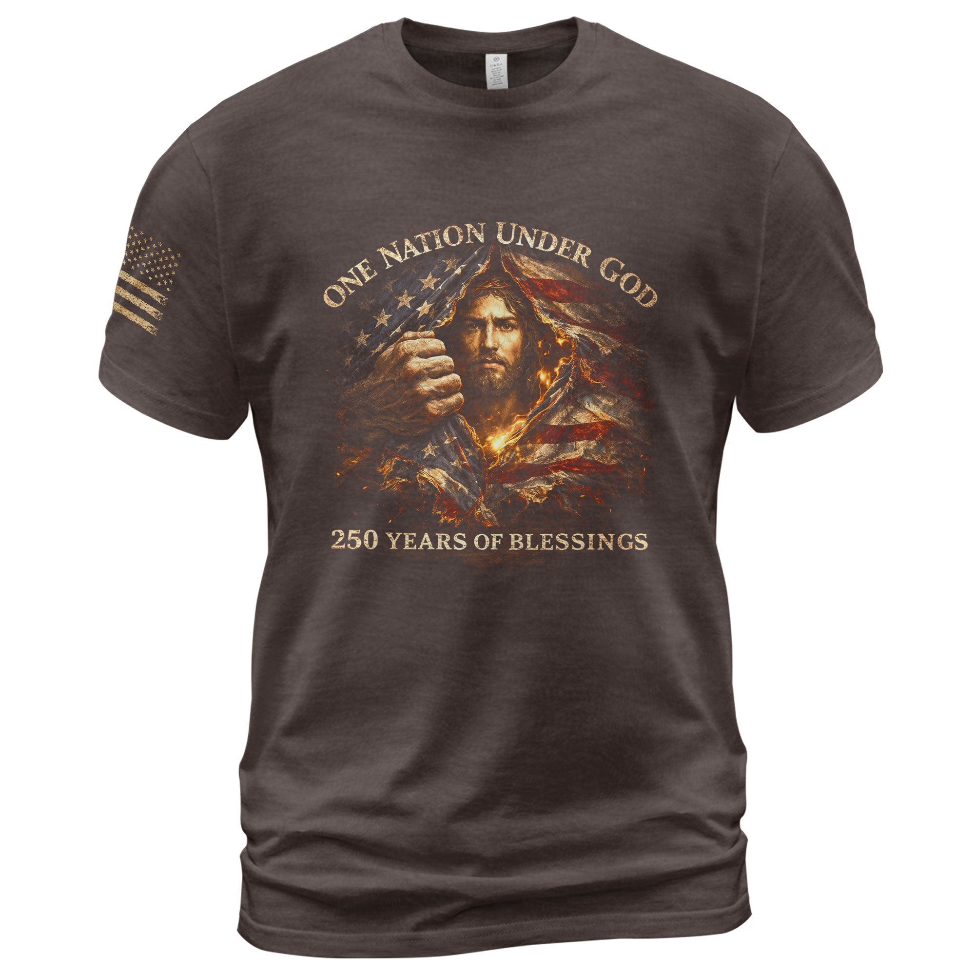 USA 250th Anniversary 1776-2026 Semiquincentennial Flag Shirt – One Nation Under God Jesus 250 Years Patriotic Christian Tee