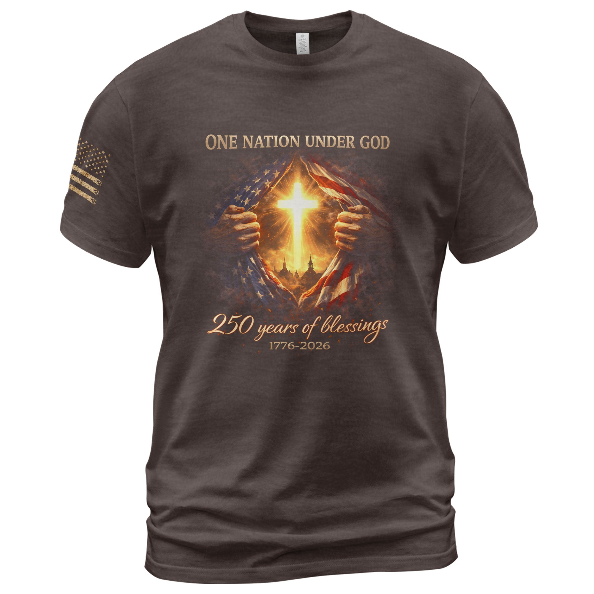 America 250th Anniversary Christian Cross Shirt – 1776-2026 One Nation Under God 250 Years of Blessings Tee