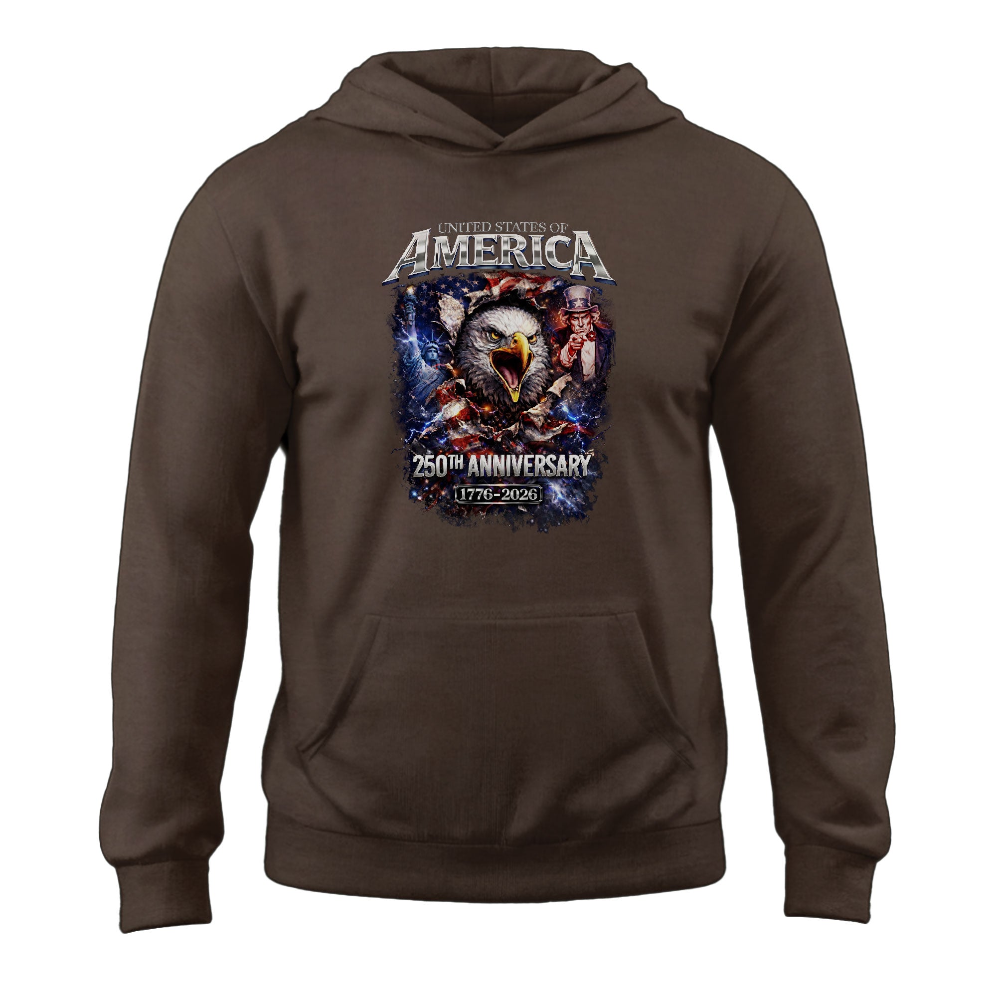 USA 250th Anniversary 1776-2026 Semiquincentennial Hoodie – Uncle Sam Bald Eagle Flag Patriotic 250th Birthday Men’s Hoodie