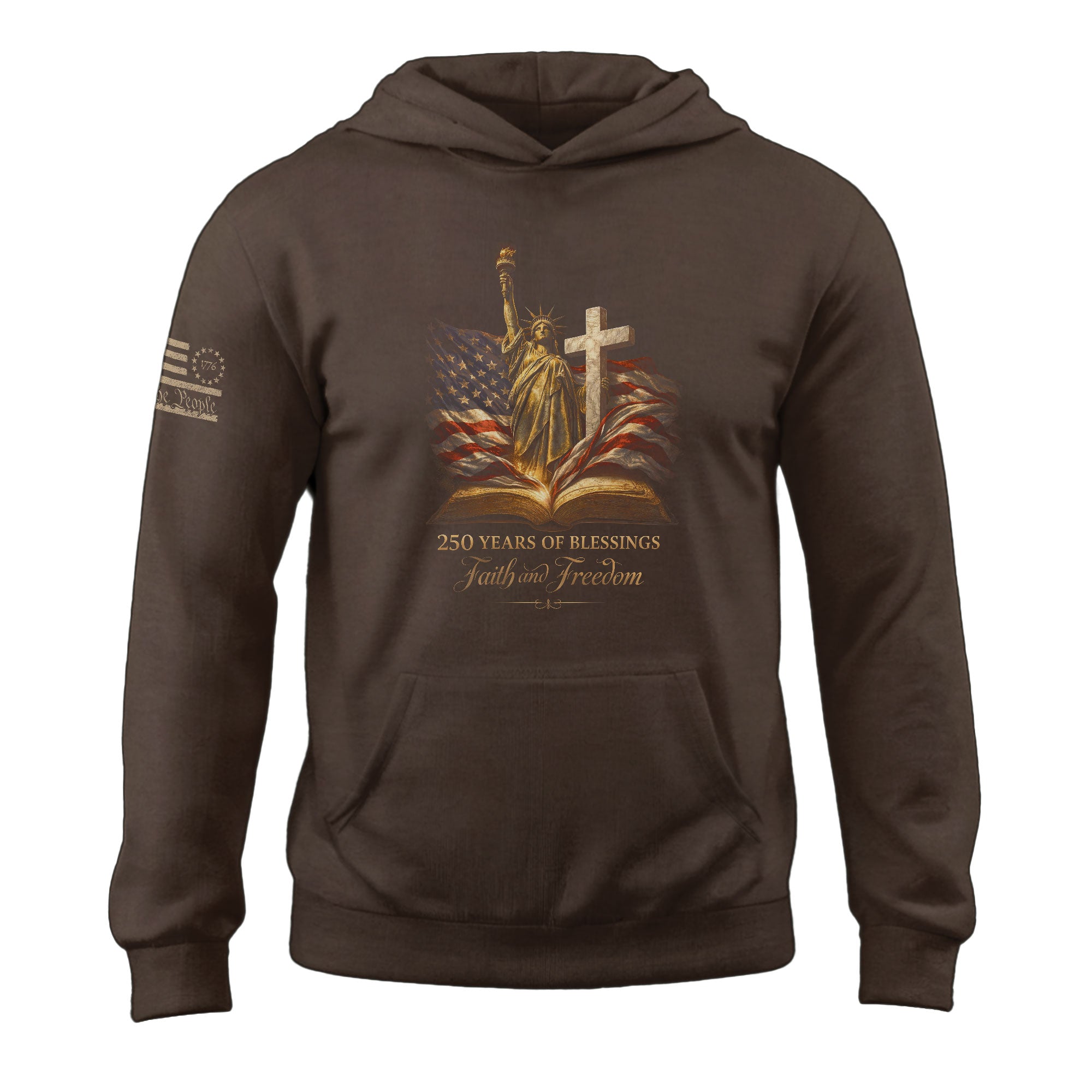 America 250th Anniversary 1776-2026 Semiquincentennial Hoodie – 250 Years Faith and Freedom Statue of Liberty Glowing Cross Commemorative Hoodie