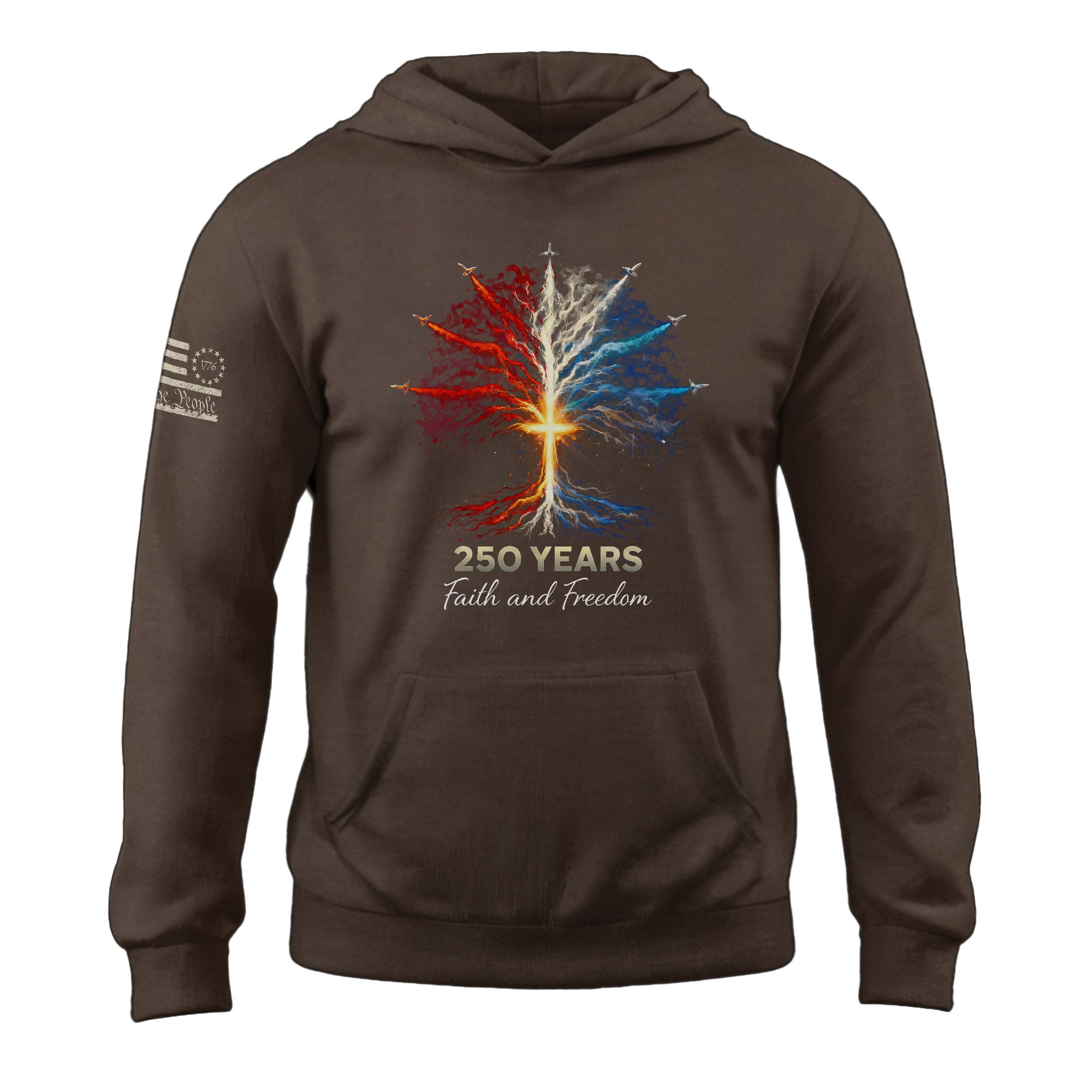 USA 250th Anniversary 1776-2026 Semiquincentennial Hoodie – Tree of Life Faith and Freedom Patriotic Jet Fighter Men’s Hoodie