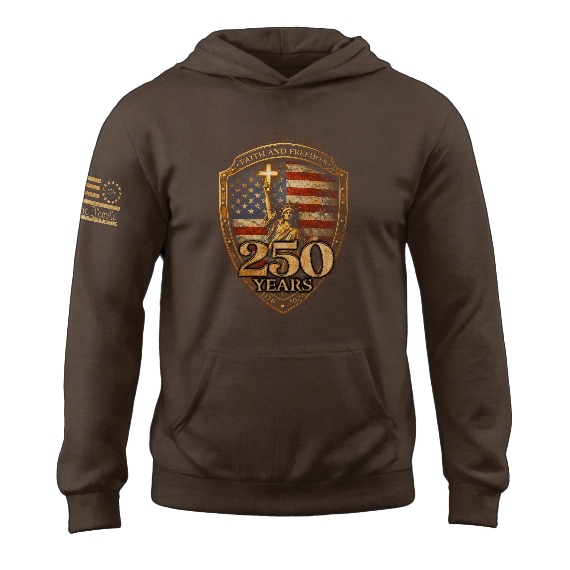 USA 250th Anniversary 1776-2026 Semiquincentennial Hoodie – Christian Faith and Freedom Statue of Liberty 250 Years Patriotic Hoodie