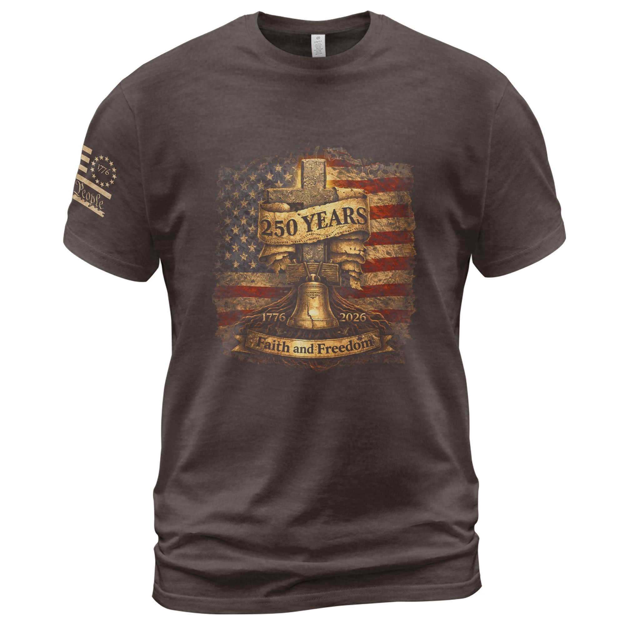 America 250th Anniversary T-Shirt - 1776-2026 Faith and Freedom, Patriotic USA 250 Years Birthday Tee