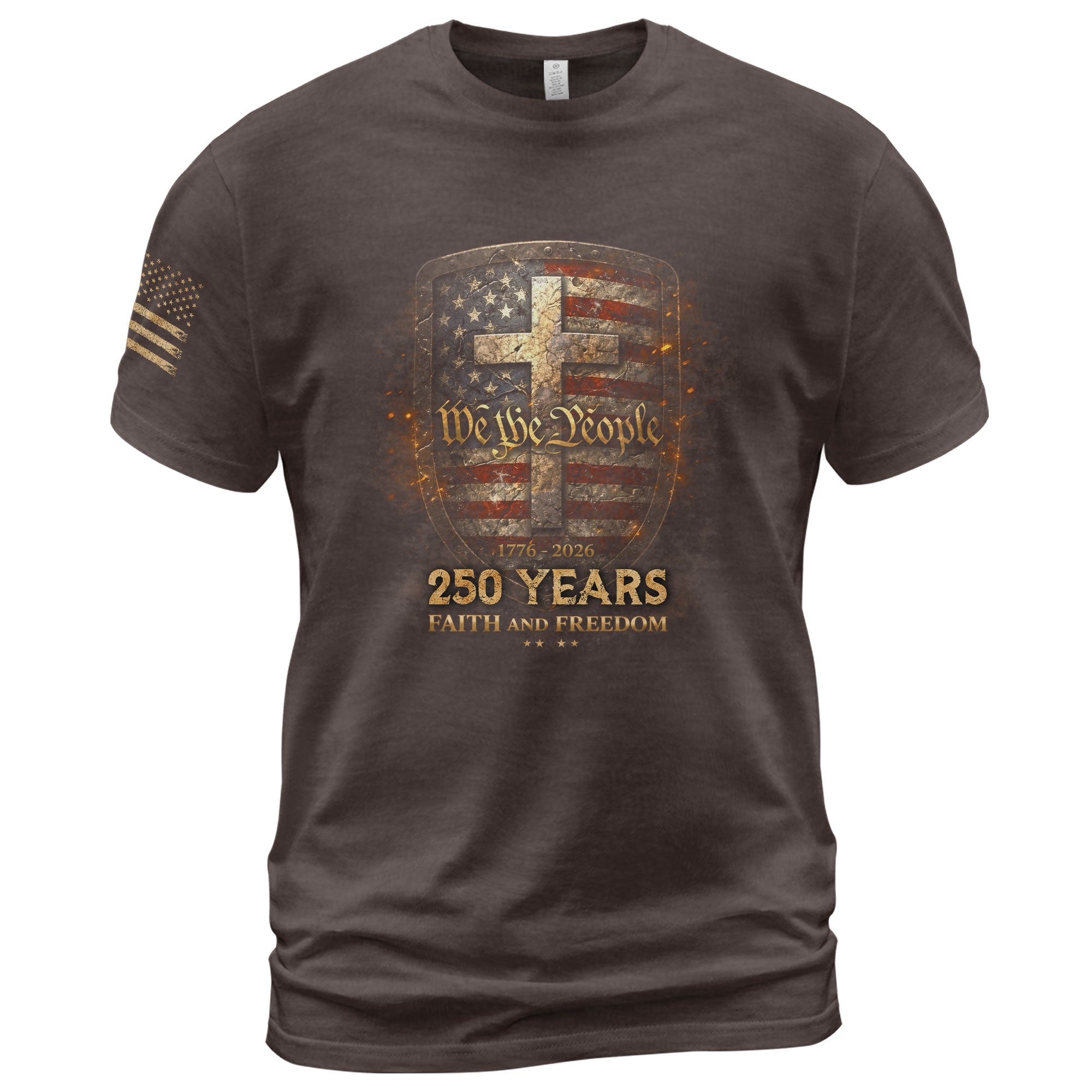 America 250th Anniversary T-Shirt - 1776-2026 We the People Shield Tee, 250 Years Faith and Freedom Patriotic Shirt