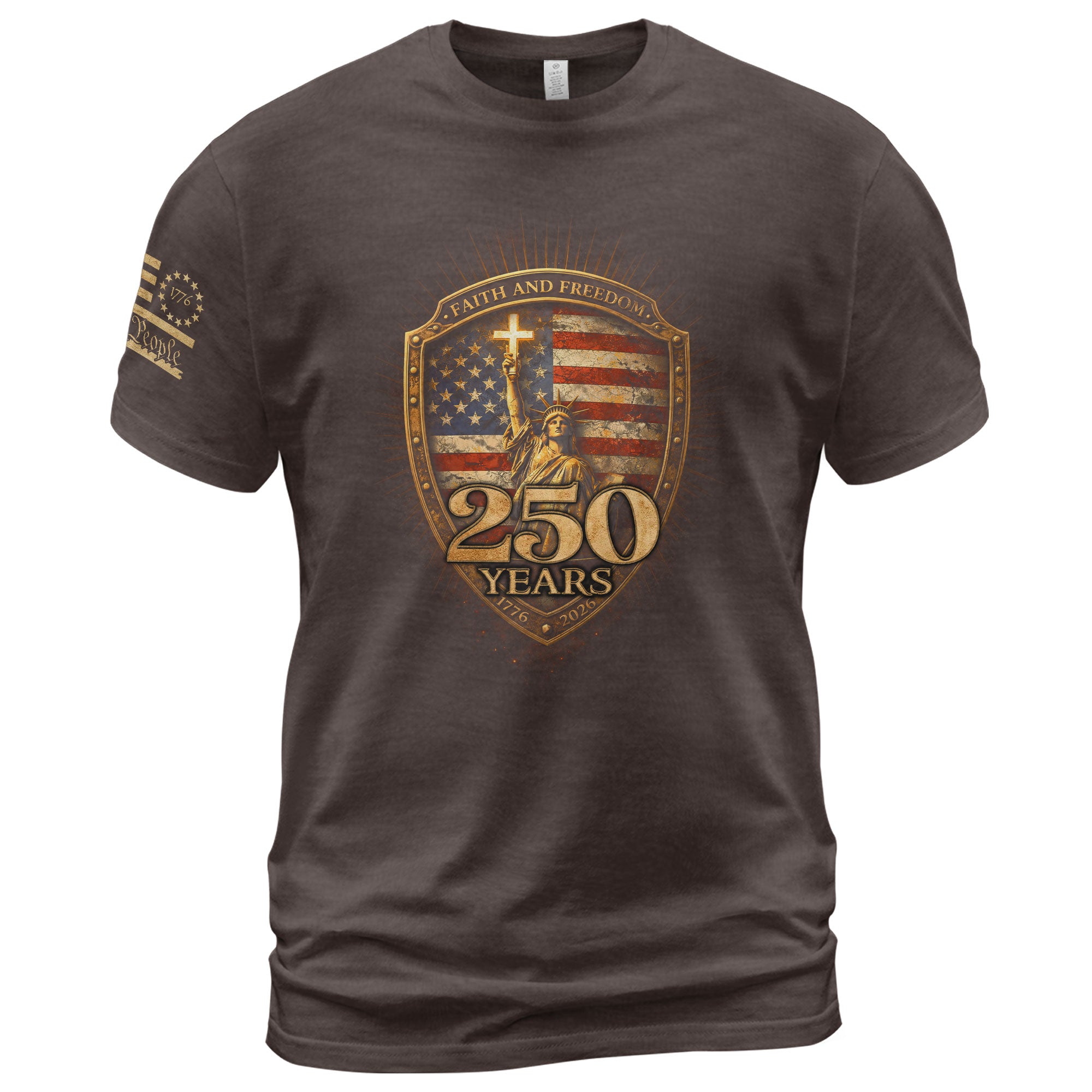 America 250th Anniversary T-Shirt - Statue of Liberty Faith and Freedom Tee, 1776-2026 250 Years Patriotic Men's Shirt