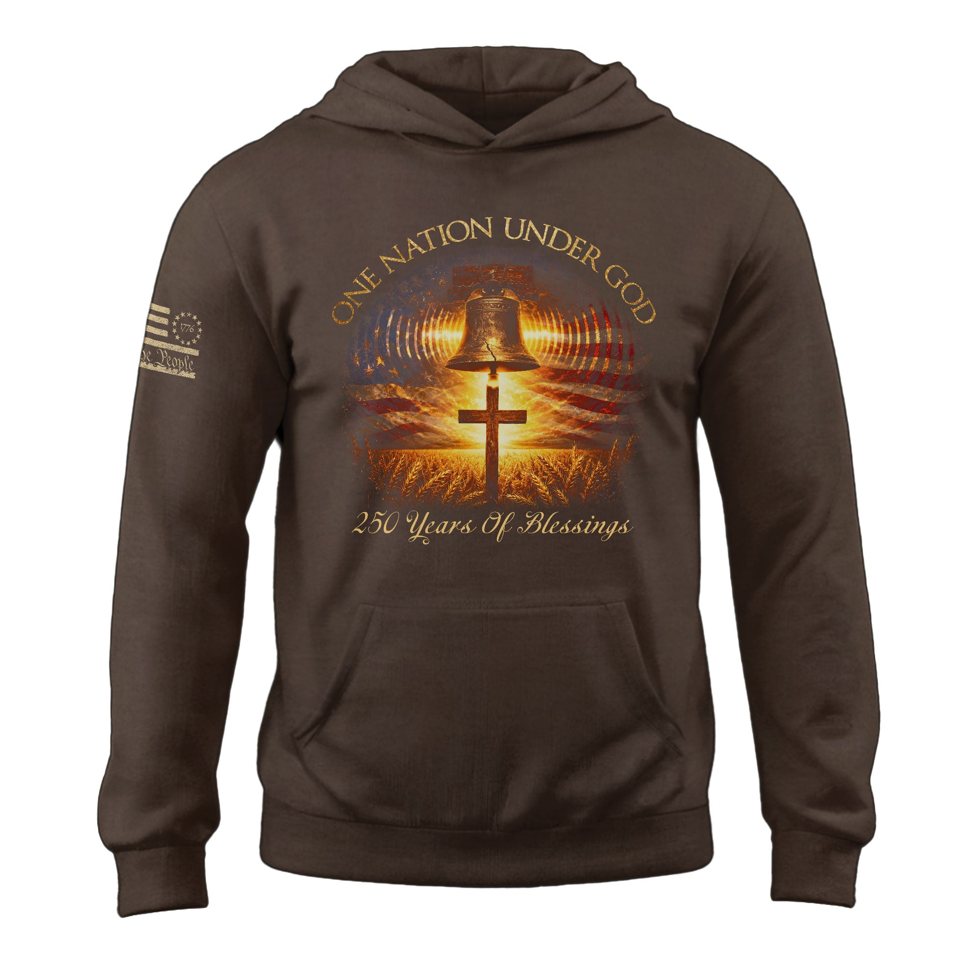America 250th Anniversary 1776-2026 Semiquincentennial Hoodie – Liberty Bell Cross One Nation Under God Patriotic Christian Men’s Hoodie