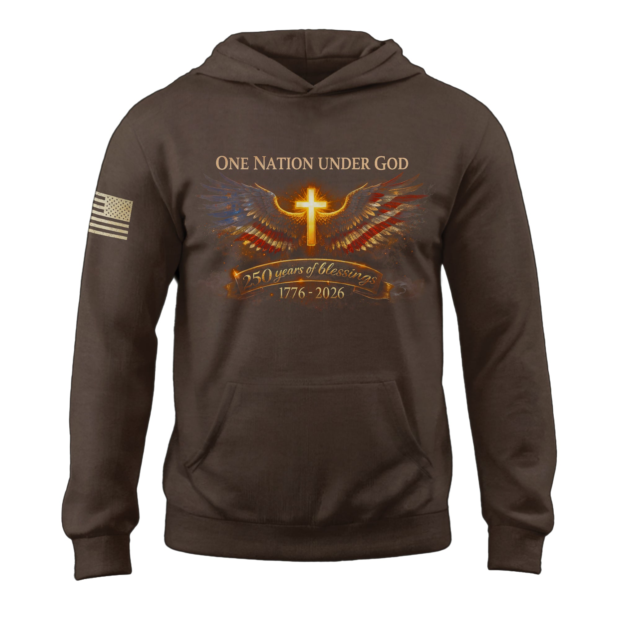 USA 250th Anniversary 1776-2026 Semiquincentennial Hoodie – 250 Years of Blessings Angel Wings One Nation Under God Faith & Freedom Apparel