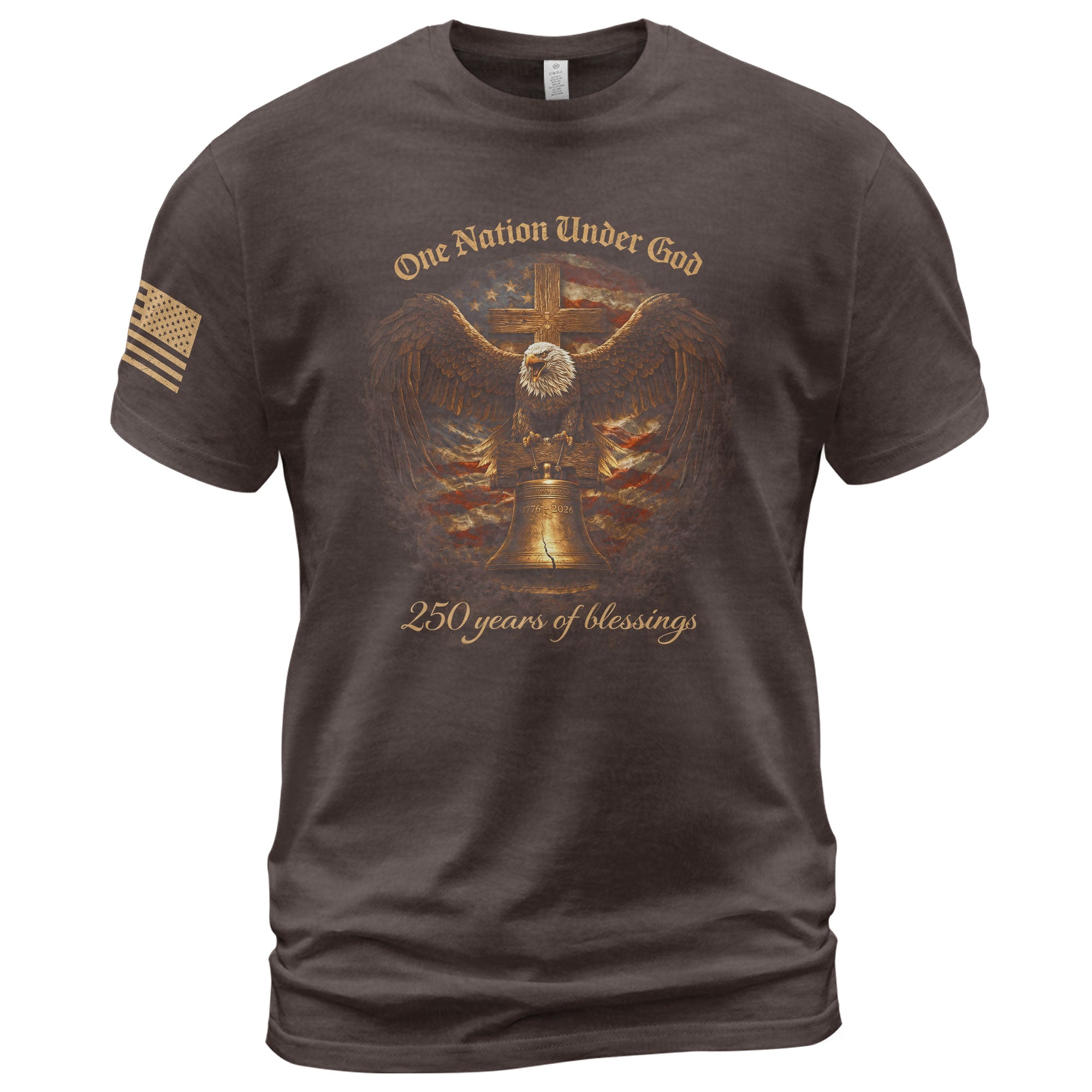 America 250th Anniversary 1776-2026 Semiquincentennial T-Shirt – 250 Years of Blessings Eagle Liberty Bell One Nation Under God Patriotic USA Tee