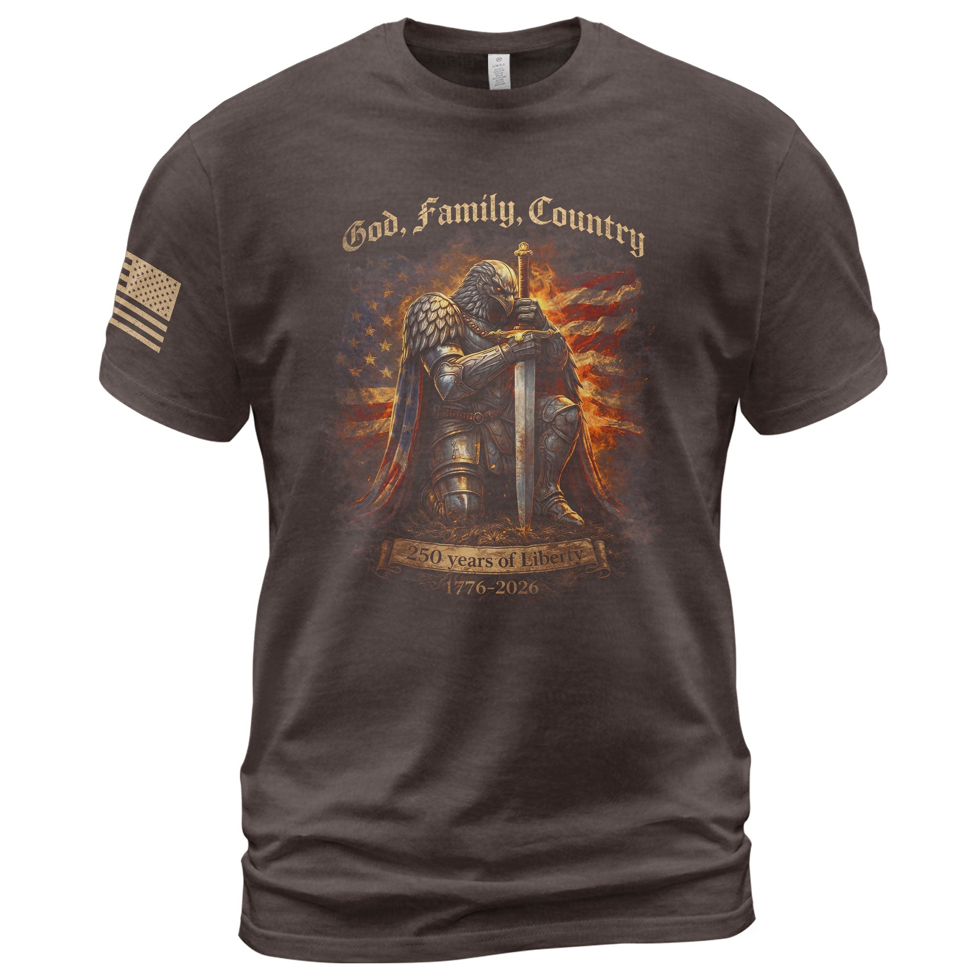 USA 250th Anniversary T-Shirt 1776-2026 – God Family Country Eagle Knight Warrior Patriotic Tee