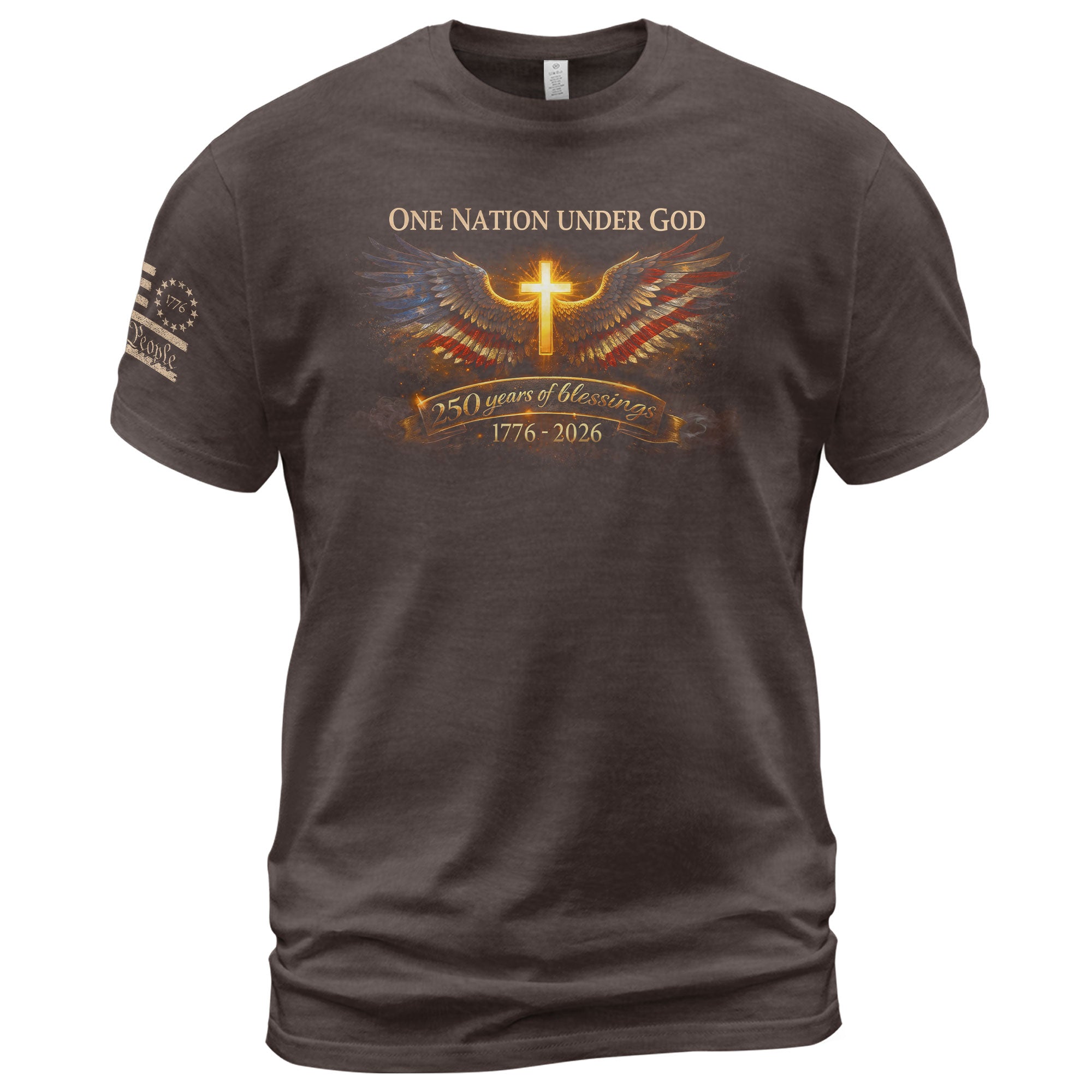 America 250th Anniversary 1776-2026 Semiquincentennial Shirt – One Nation Under God 250 Years Eagle Wing Cross Patriotic Tee