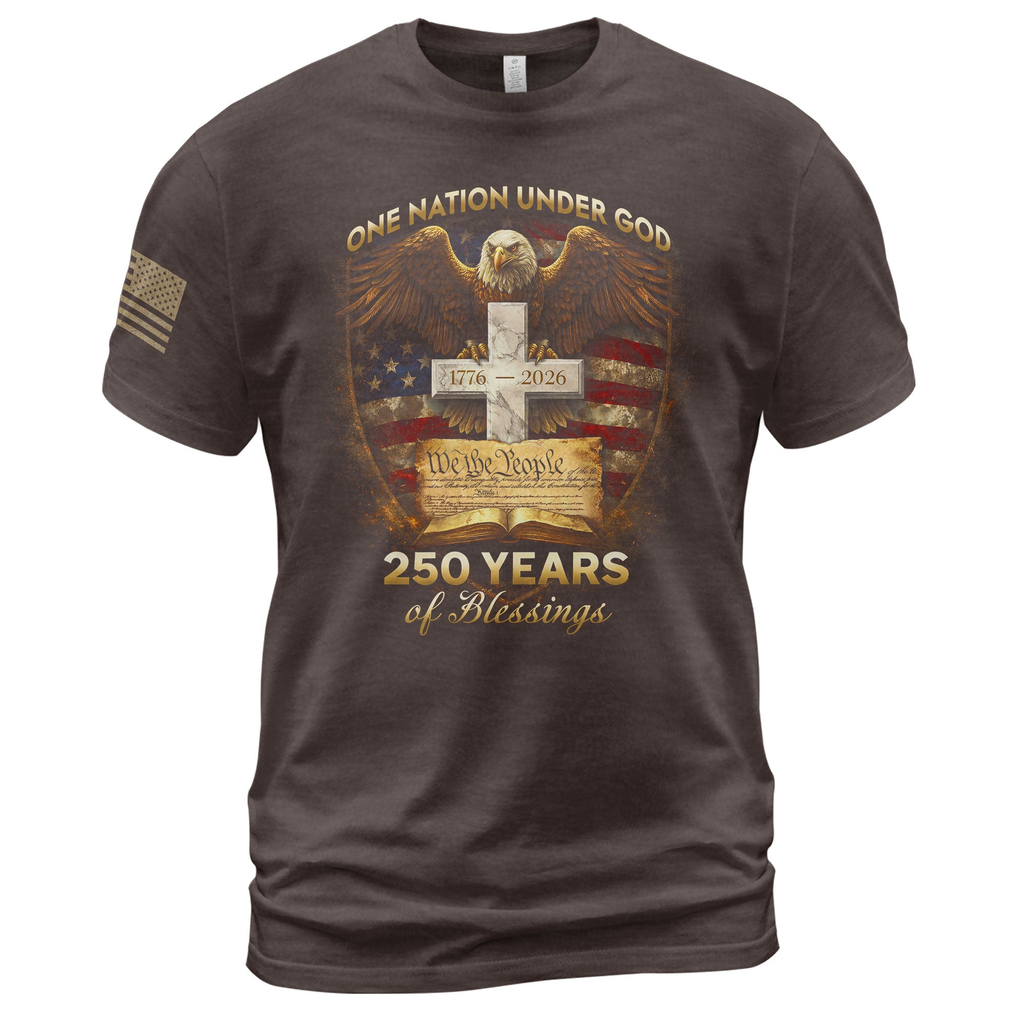 USA 250th Anniversary 1776-2026 Semiquincentennial Christian Patriotic Shirt – One Nation Under God We The People 250 Years of Blessings Eagle Cross Tee