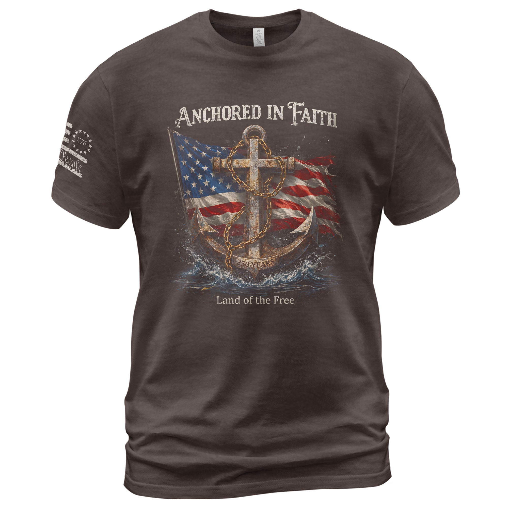 USA 250th Anniversary 1776-2026 Semiquincentennial Shirt – Anchored in Faith Patriotic Cross Anchor Christian Tee