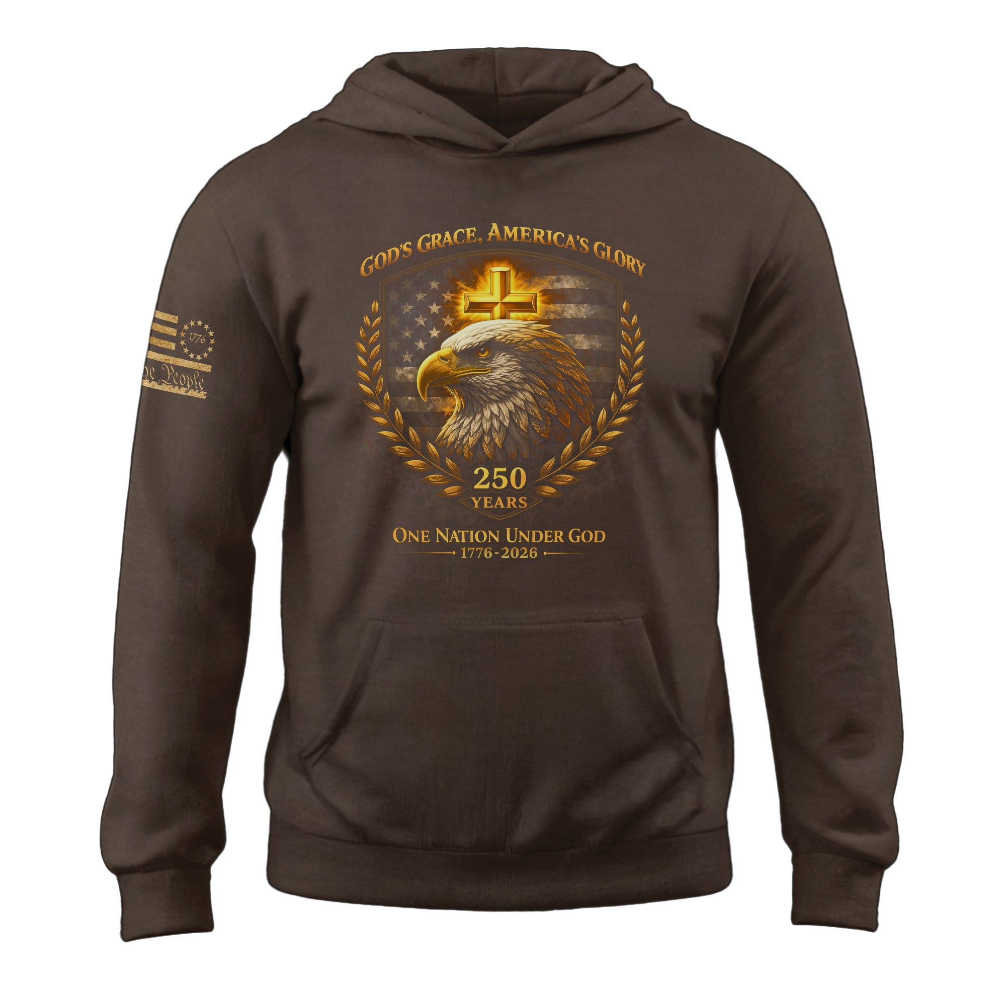 America 250th Anniversary 1776-2026 Semiquincentennial Hoodie – 250 Years of Blessings Eagle Christian Cross Patriotic Men’s Gift