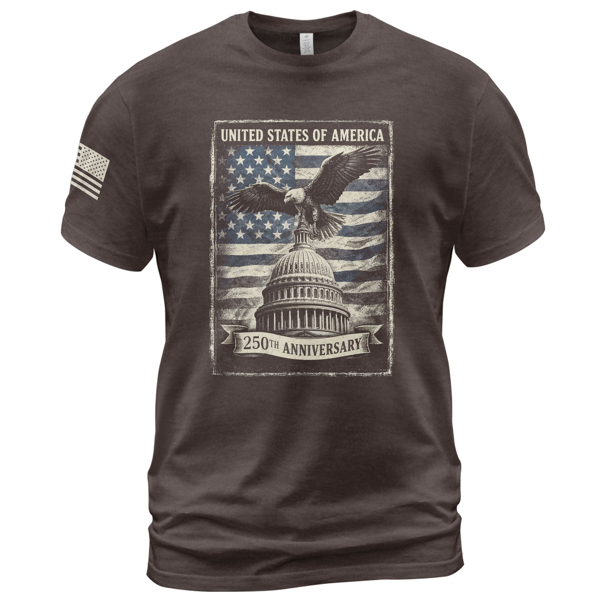 America 250th Anniversary 1776-2026 Men's Patriotic T-Shirt – Retro Eagle & Capitol Freedom USA 250 Birthday Graphic Tee