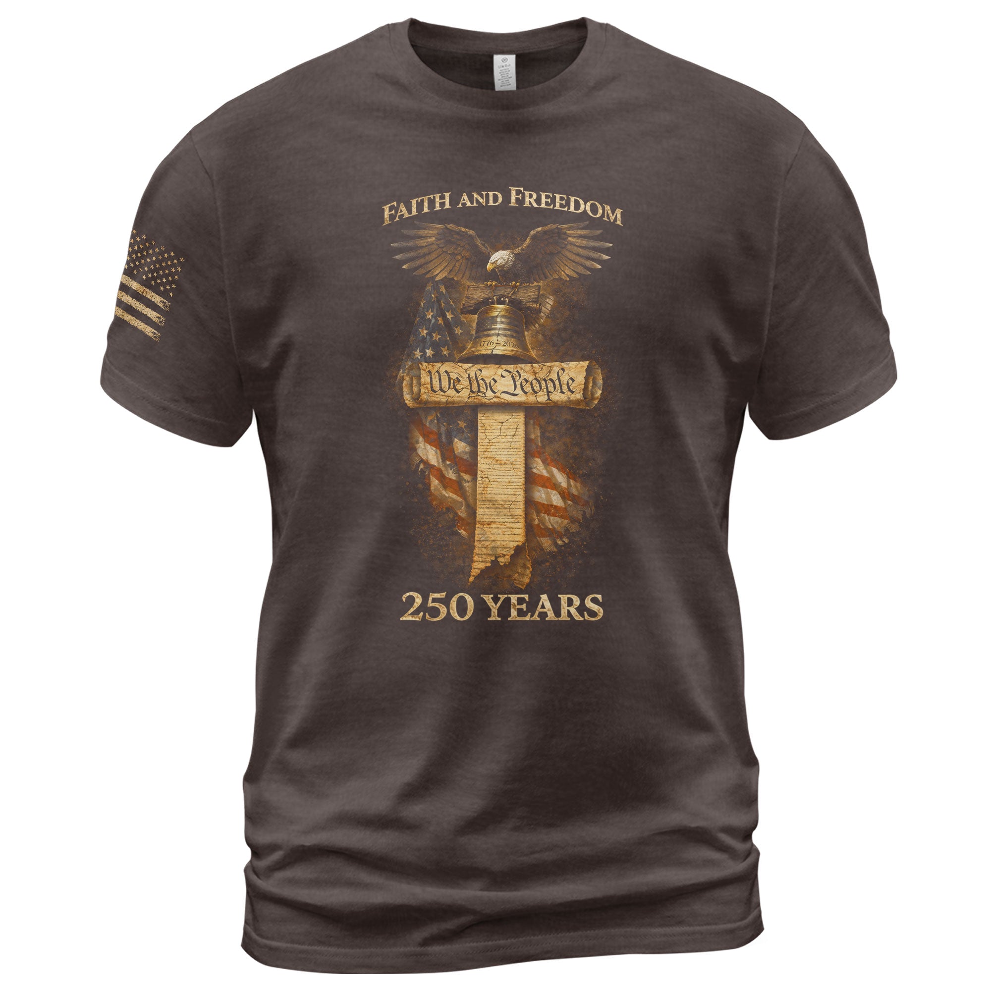 USA 250th Anniversary 1776-2026 Semiquincentennial T-Shirt – We The People Liberty Bell Cross Patriotic Anniversary Tee