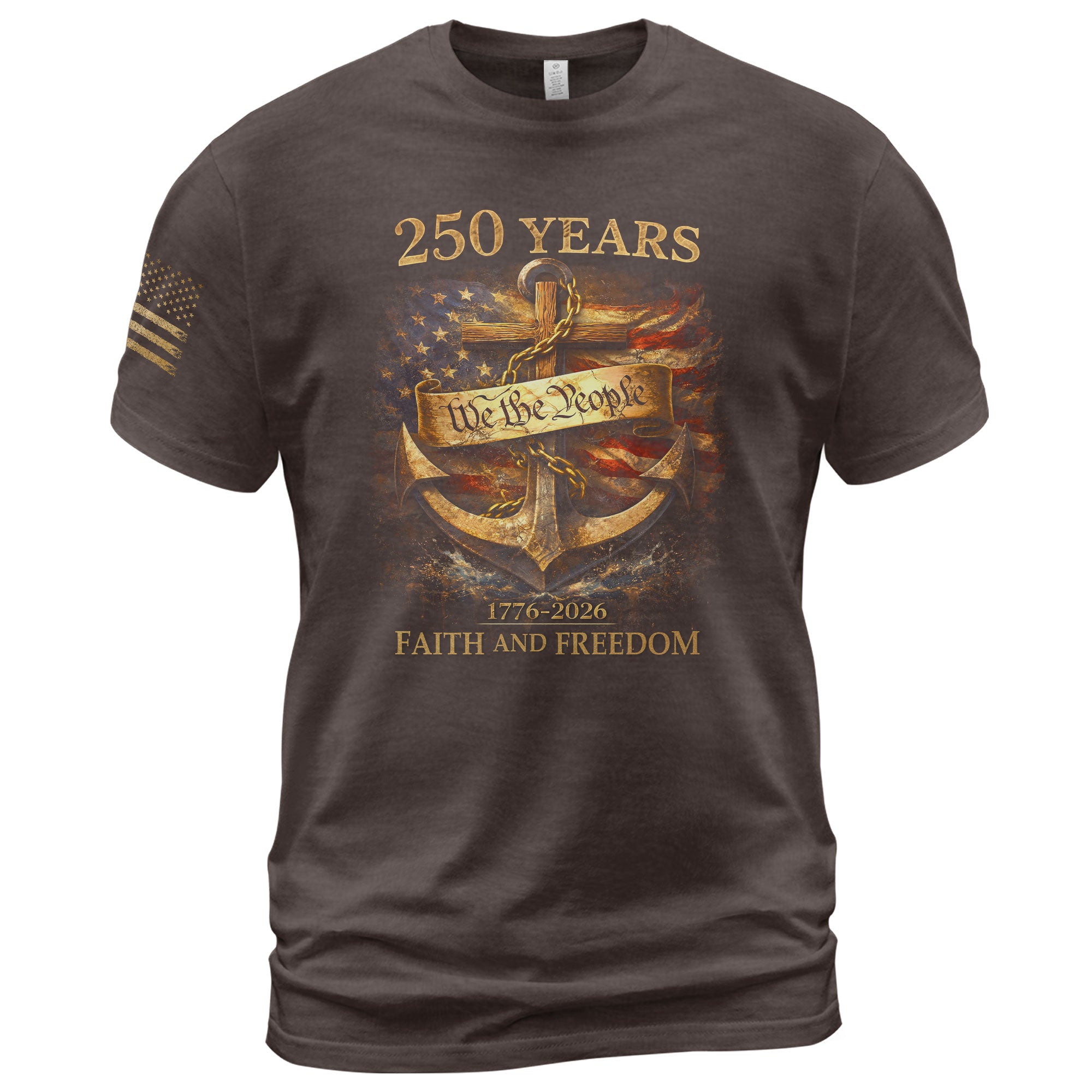 America 250th Anniversary 1776-2026 Semiquincentennial T-Shirt – We The People Anchor of Faith and Freedom Liberty Bell Cross Patriotic Tee