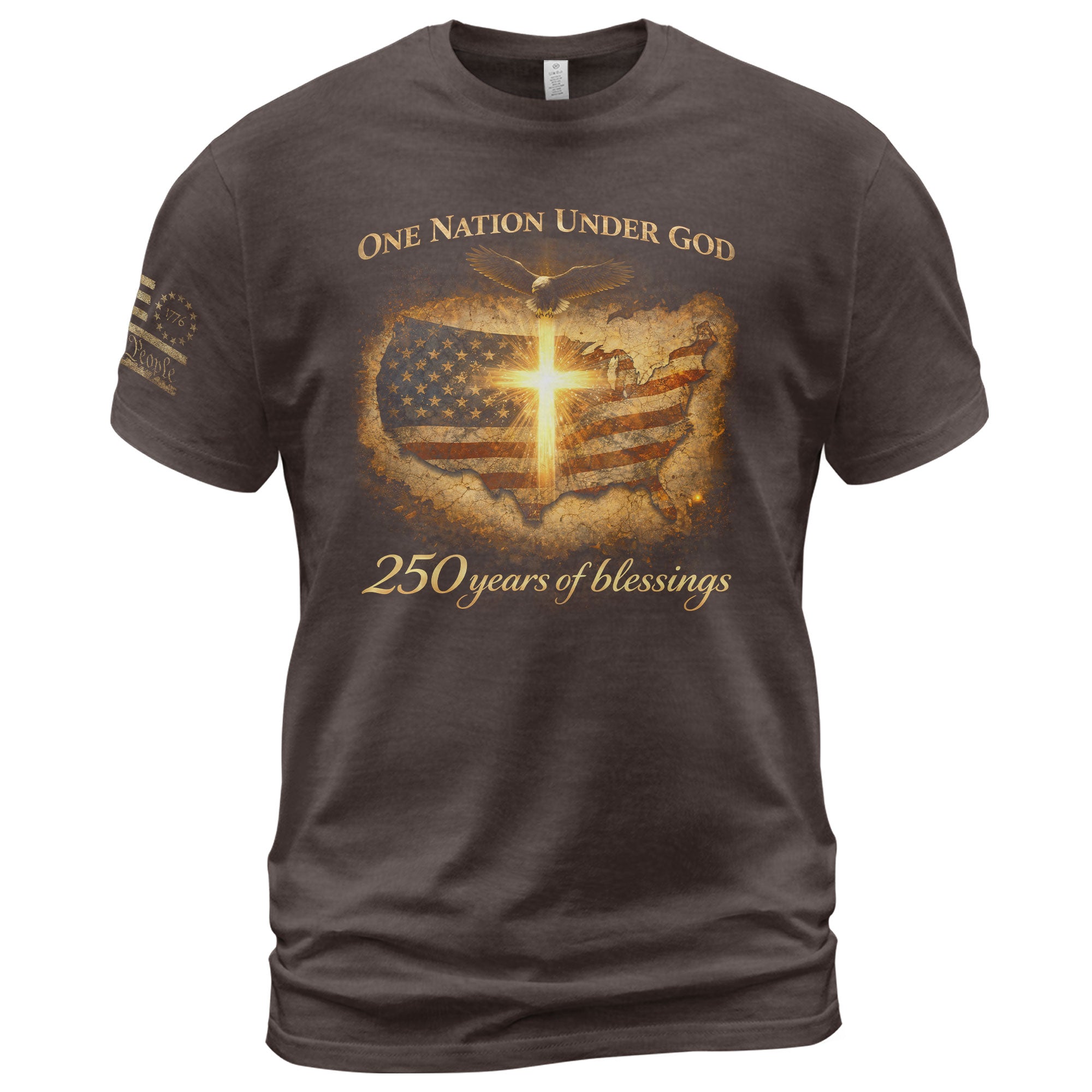 America 250th Anniversary 1776-2026 Shirt – One Nation Under God USA Map & Glowing Cross Semiquincentennial Tee
