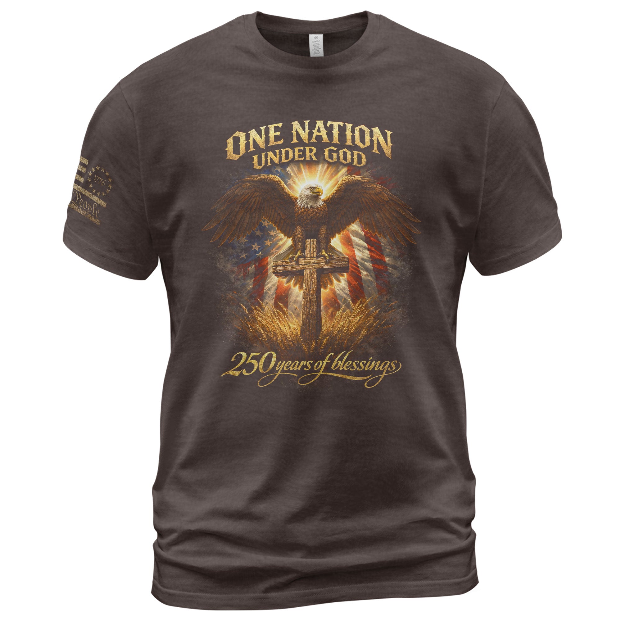 America 250th Anniversary 1776-2026 Shirt – One Nation Under God Eagle on Cross Christian Patriotic Semiquincentennial Tee