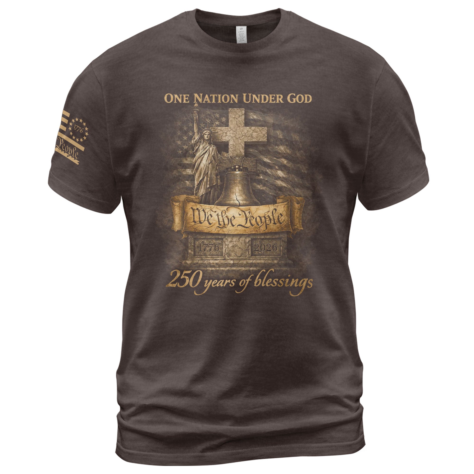 America 250th Anniversary 1776-2026 T-Shirt – 250 Years of Blessings One Nation Under God Semiquincentennial Christian Patriotic Tee