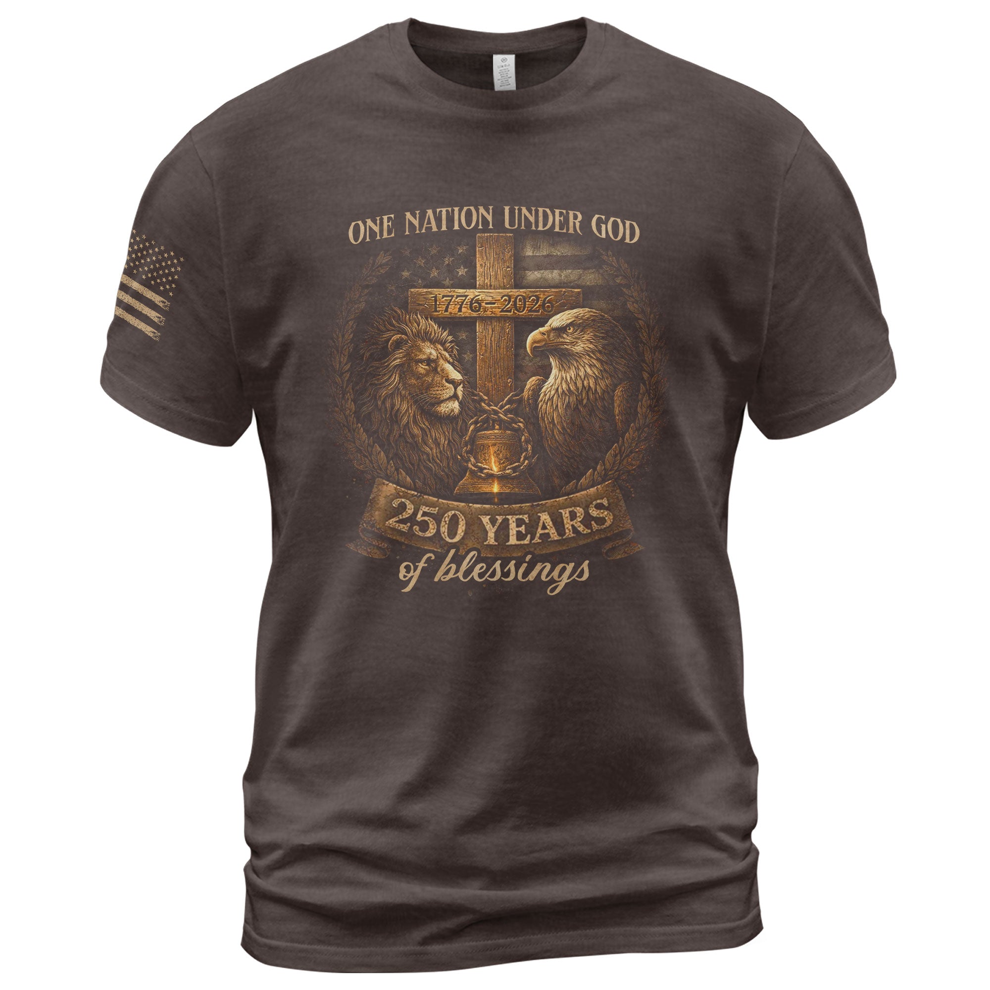 America 250th Anniversary 1776-2026 T-Shirt – Christian Lion and Eagle One Nation Under God Semiquincentennial Patriotic Shirt