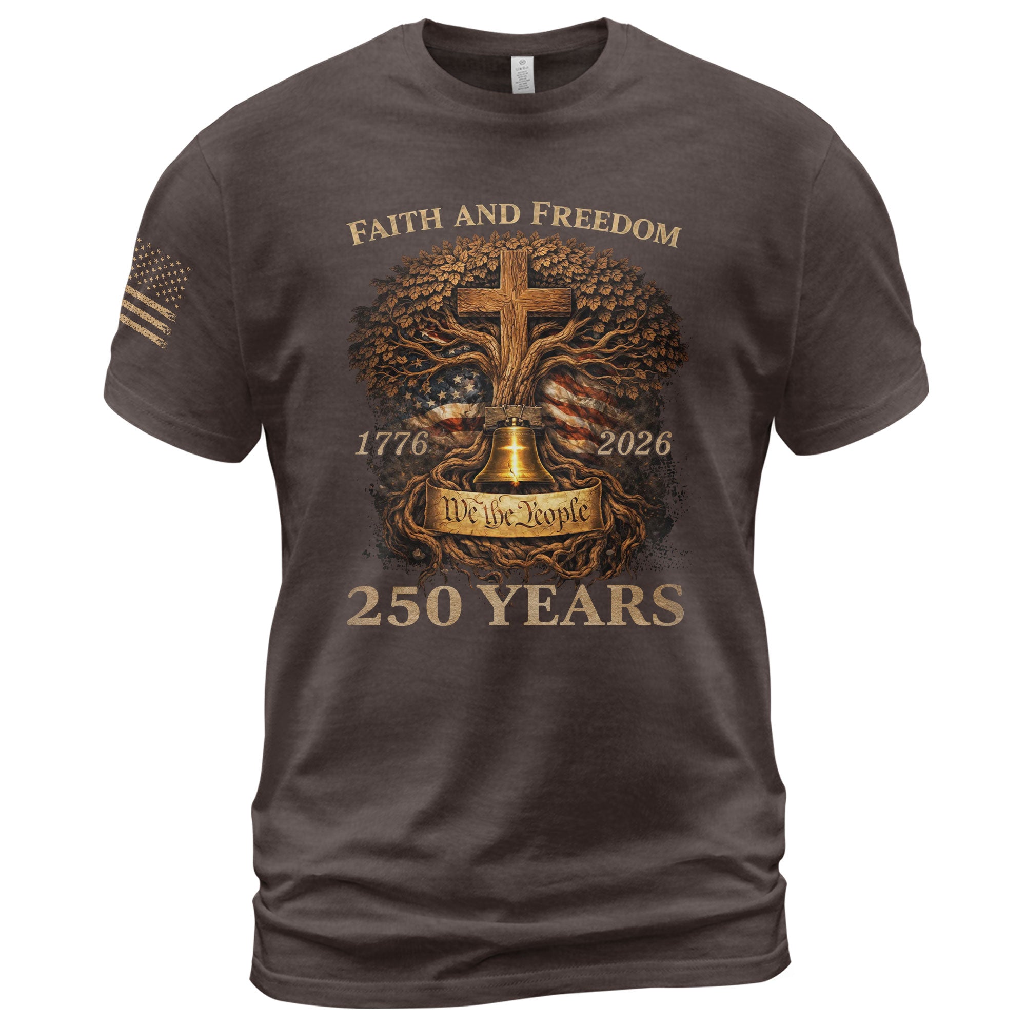 America 250th Anniversary T-Shirt 1776-2026 – Christian Tree of Life Faith & Freedom Tee