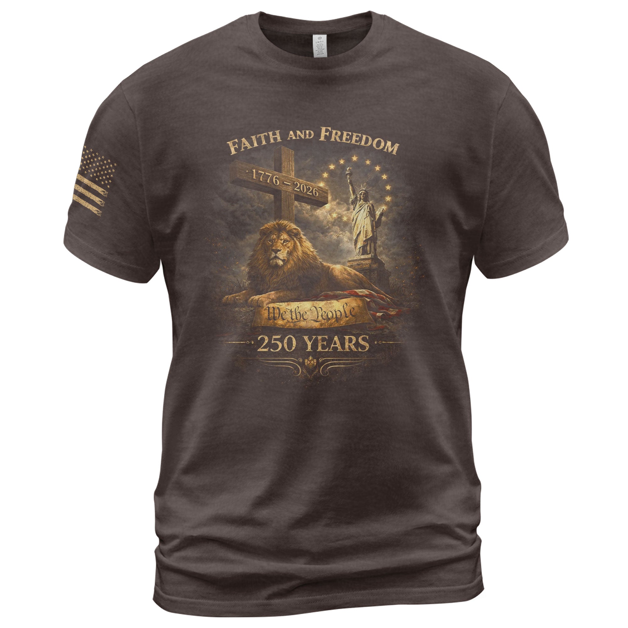 America 250th Anniversary 1776-2026 T-Shirt – Lion of Liberty Christian Faith and Freedom We The People 250 Years Patriotic Tee