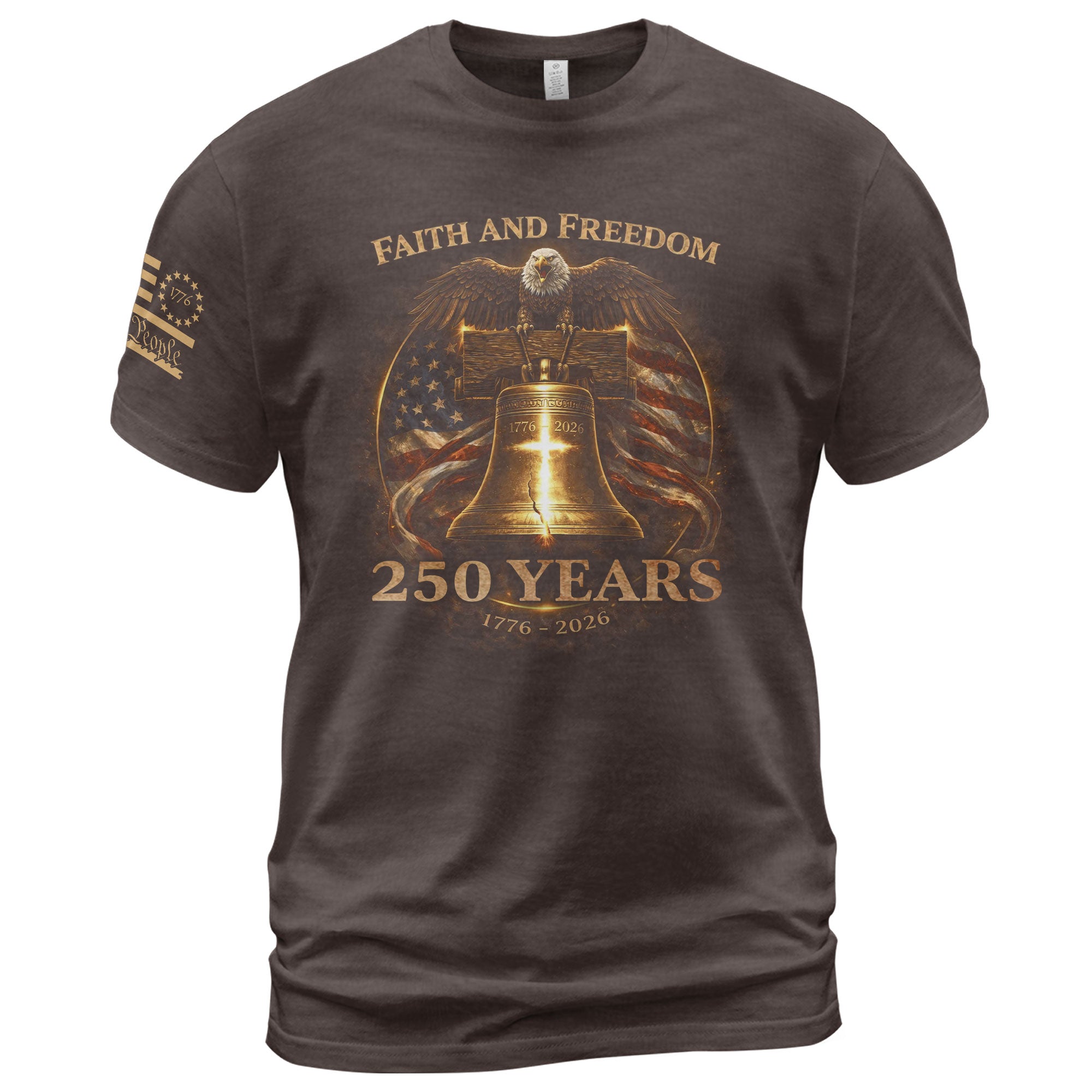 America 250th Anniversary 1776-2026 T-Shirt – Faith and Freedom Eagle Christian Patriotic Liberty Bell Semiquincentennial Tee