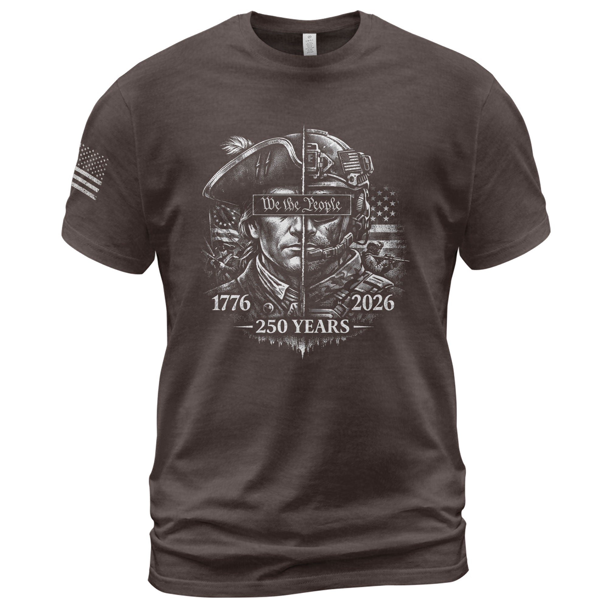 USA 250th Anniversary 1776-2026 T-Shirt – Revolutionary & Modern Soldier We The People Men's Shirt