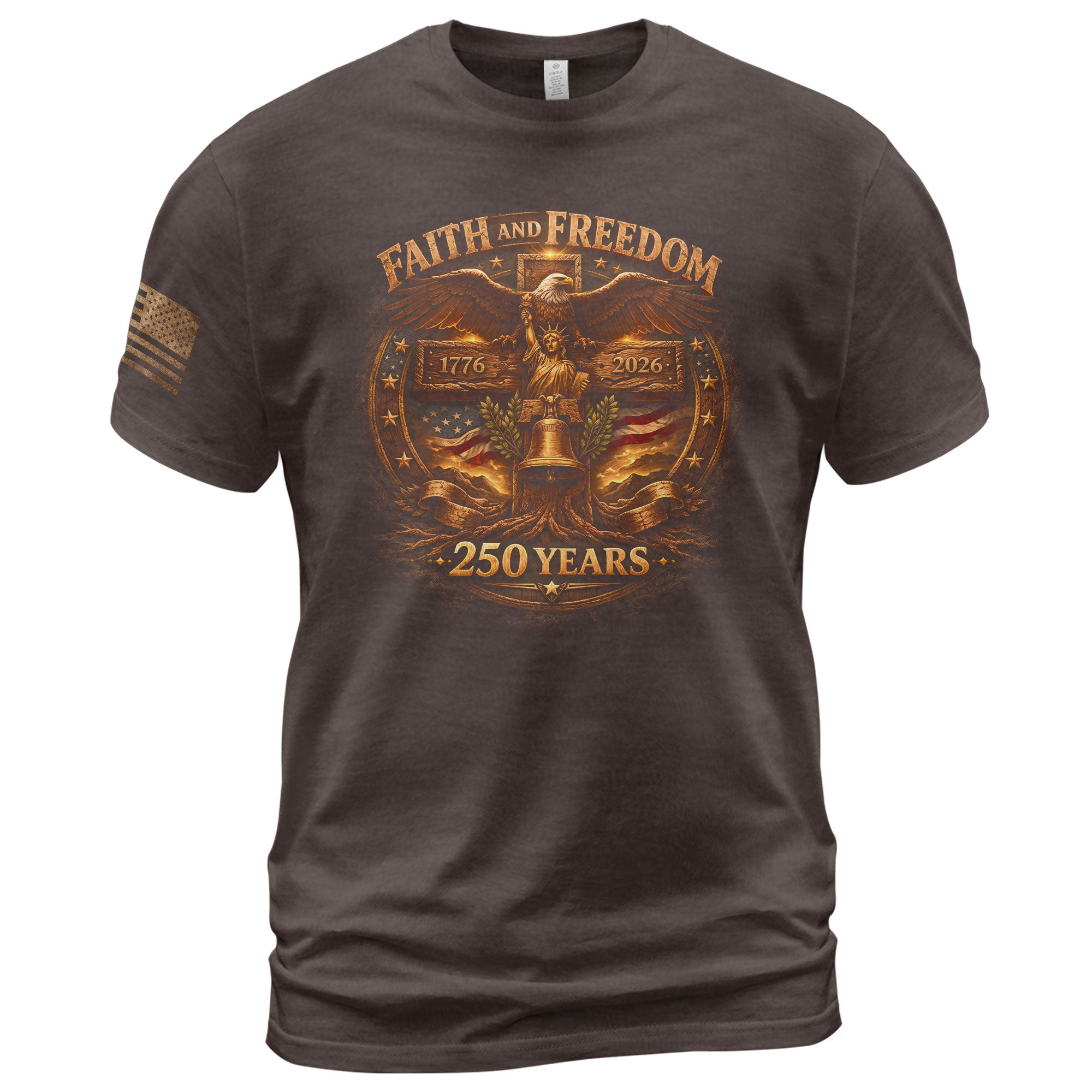 America 250th Anniversary 1776-2026 Semiquincentennial Shirt – Faith And Freedom Eagle & Cross Liberty Bell Patriotic Christian Tee