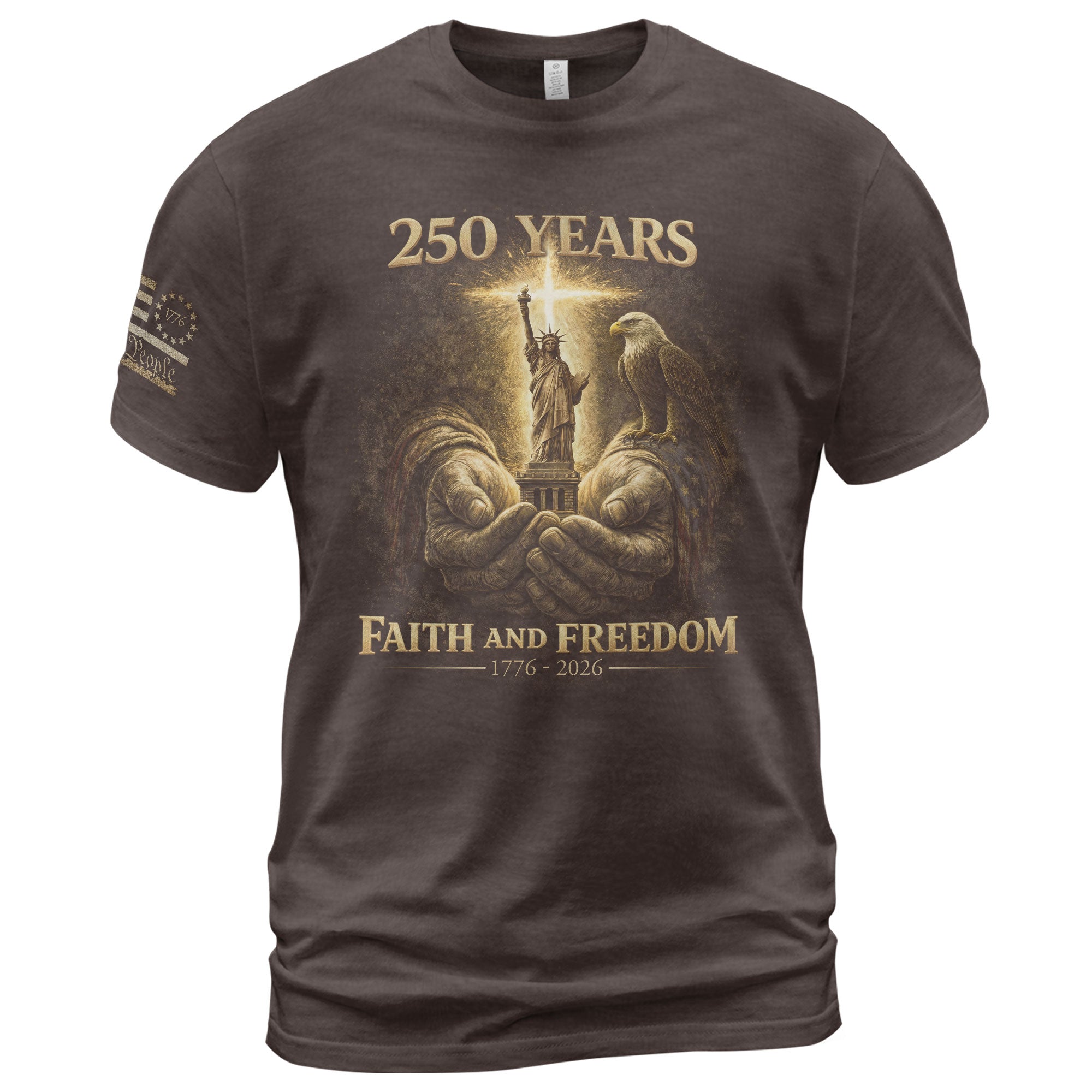 USA 250th Anniversary 1776-2026 Semiquincentennial Christian Shirt – Faith And Freedom God’s Hands Holding Liberty & Eagle Patriotic Tee