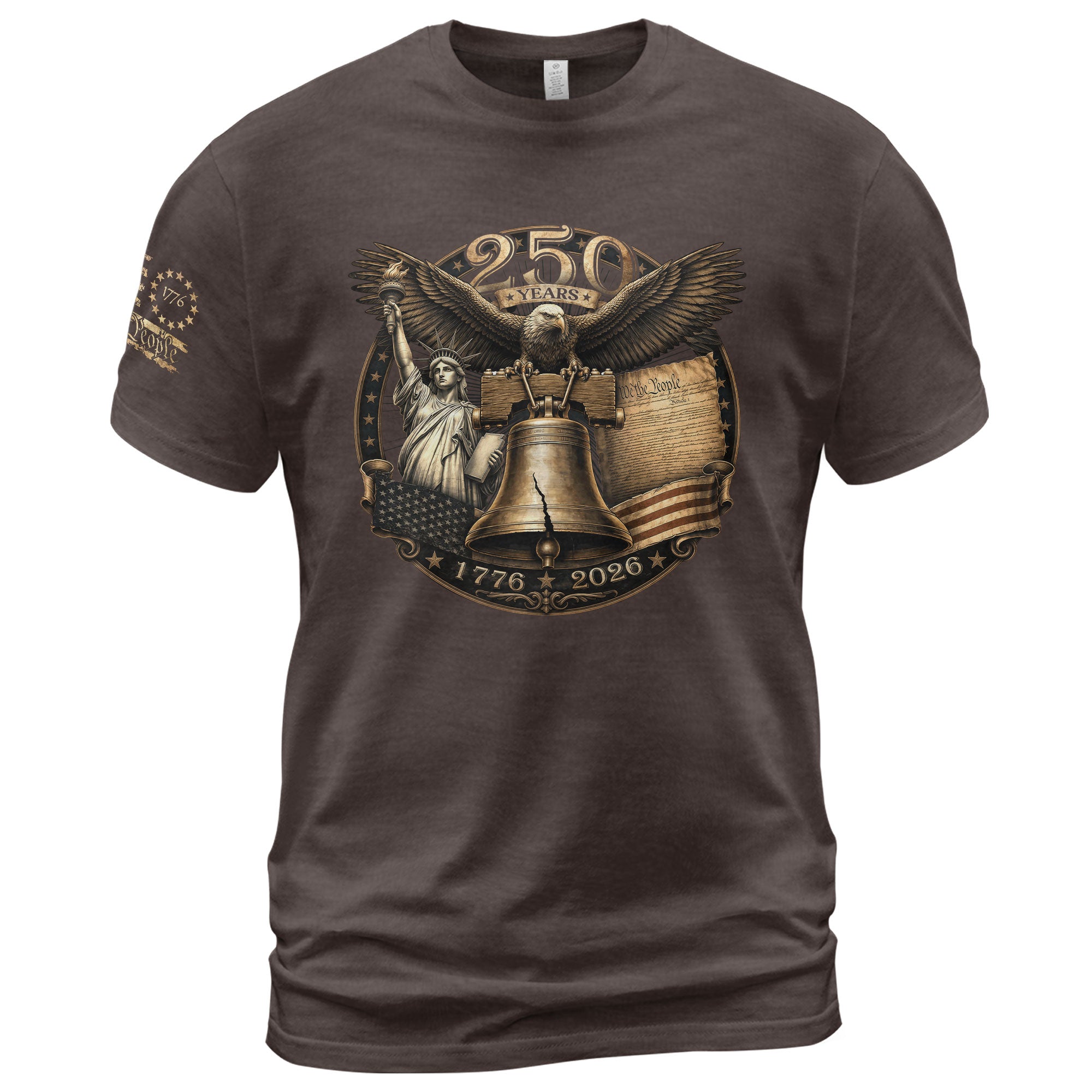 Liberty Bell Statue of Liberty T-Shirt - Patriotic 250 Years Heritage Tee
