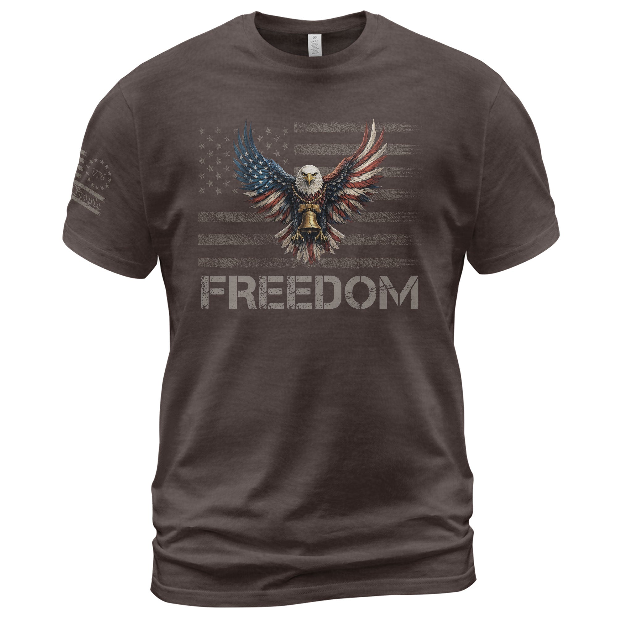 Freedom 2D USA T-Shirt - Patriotic Eagle Liberty Bell Flag Graphic Tee