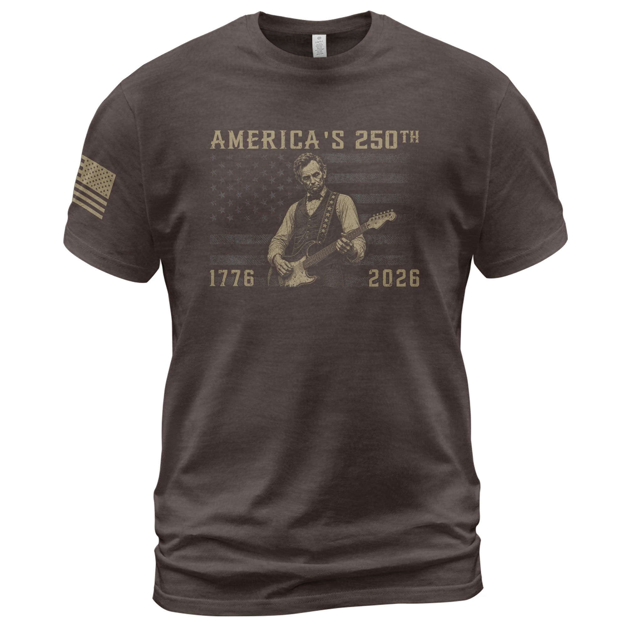 America’s 250th Anniversary Patriotic US Flag Shirt Vintage Abraham Lincoln Guitar Tee