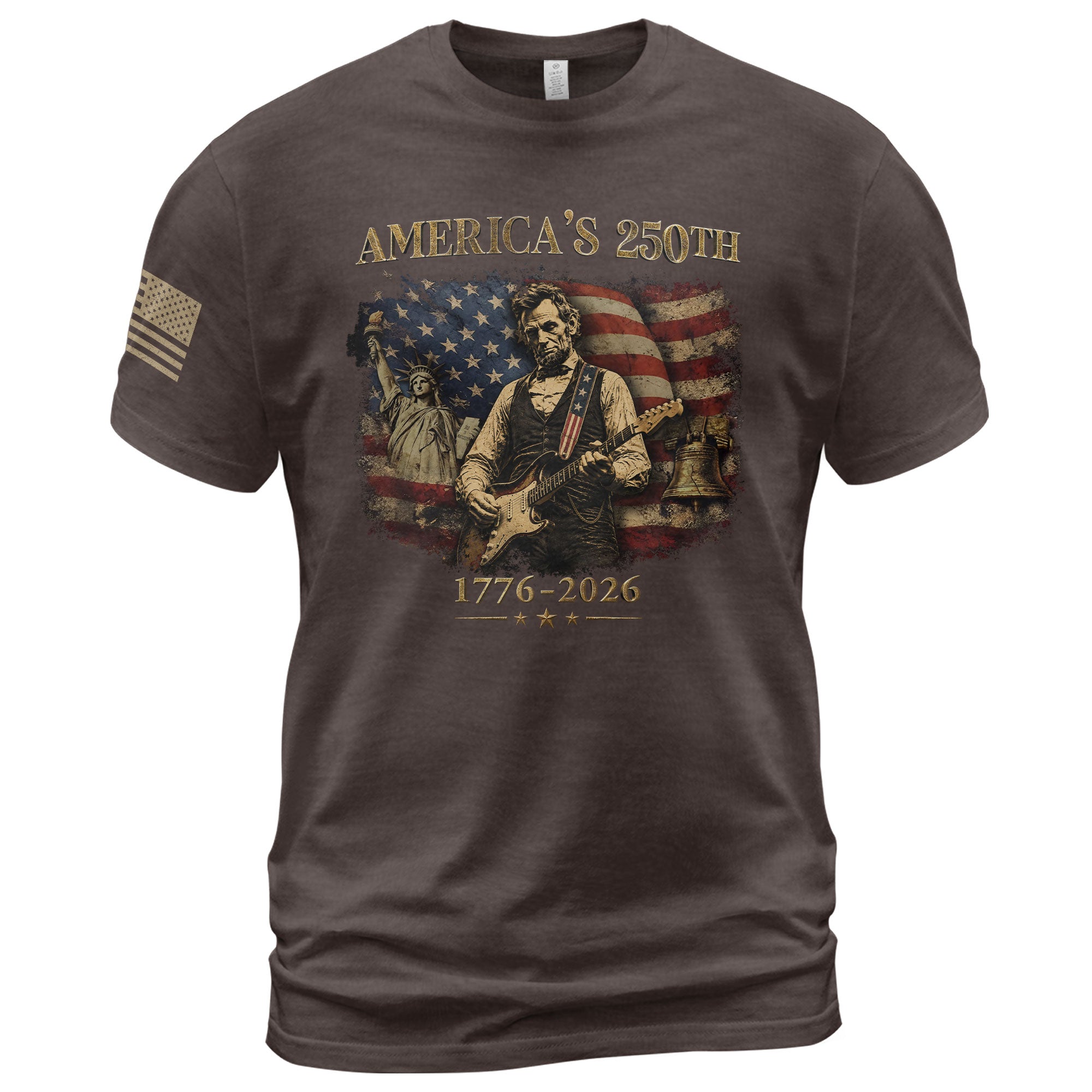Liberty Bell Statue of Liberty Lincoln Guitar Shirt US Flag Patriotic 1776 2026 Tee