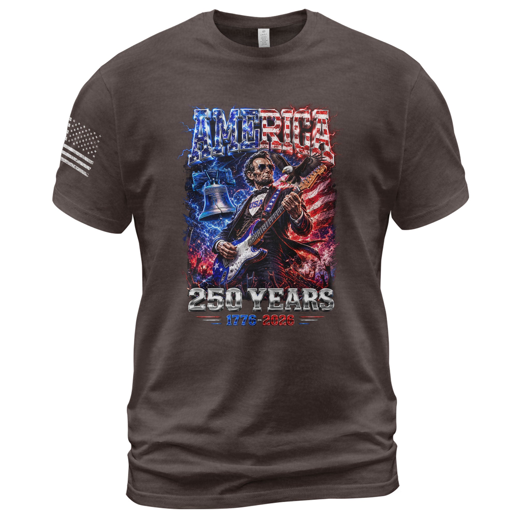 Abraham Lincoln Rock Guitar Shirt Liberty Bell Patriotic 1776 2026 Tee