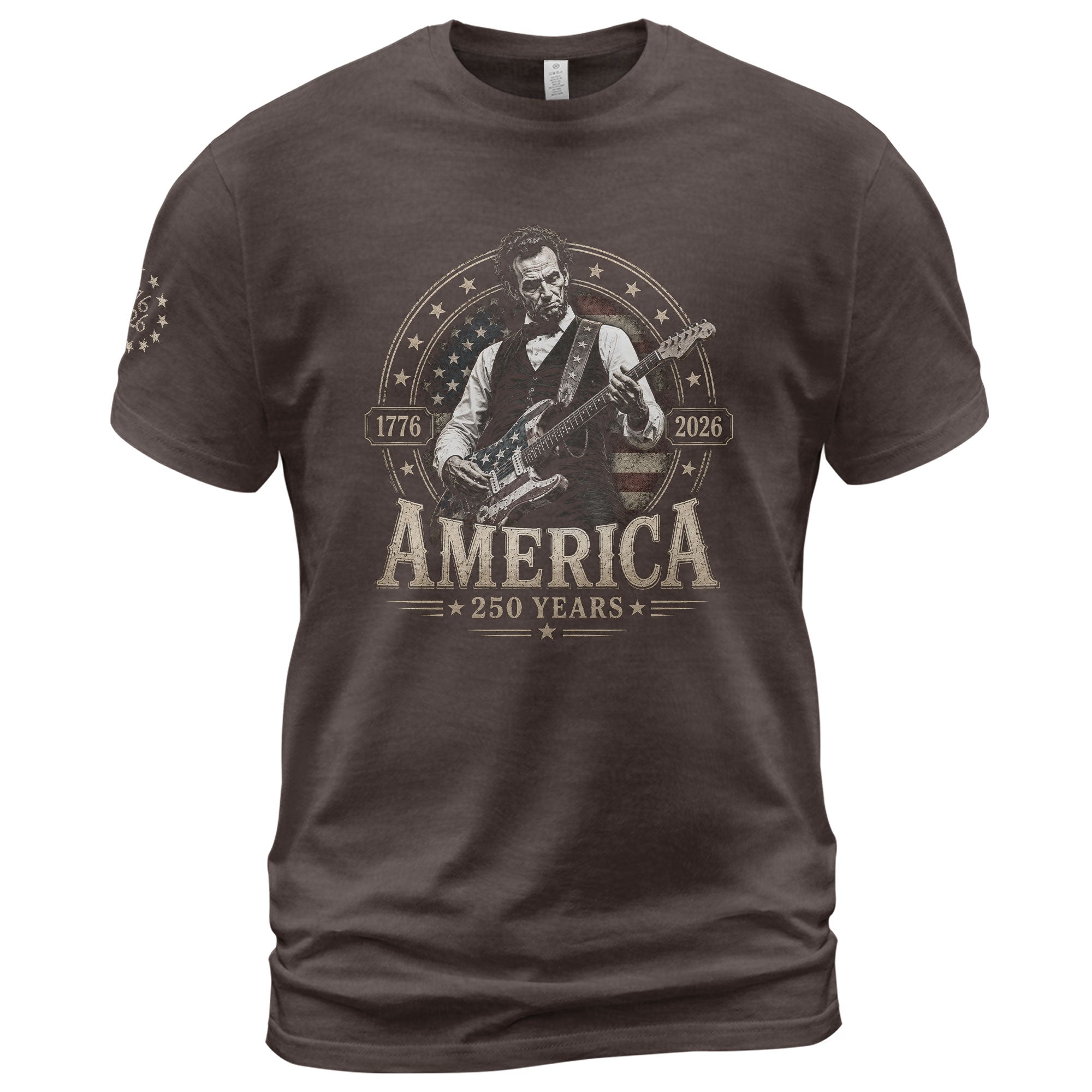 Mens T Shirt Patriotic 250 Years 1776-2026 Abraham Lincoln Star Badge Graphic Tee