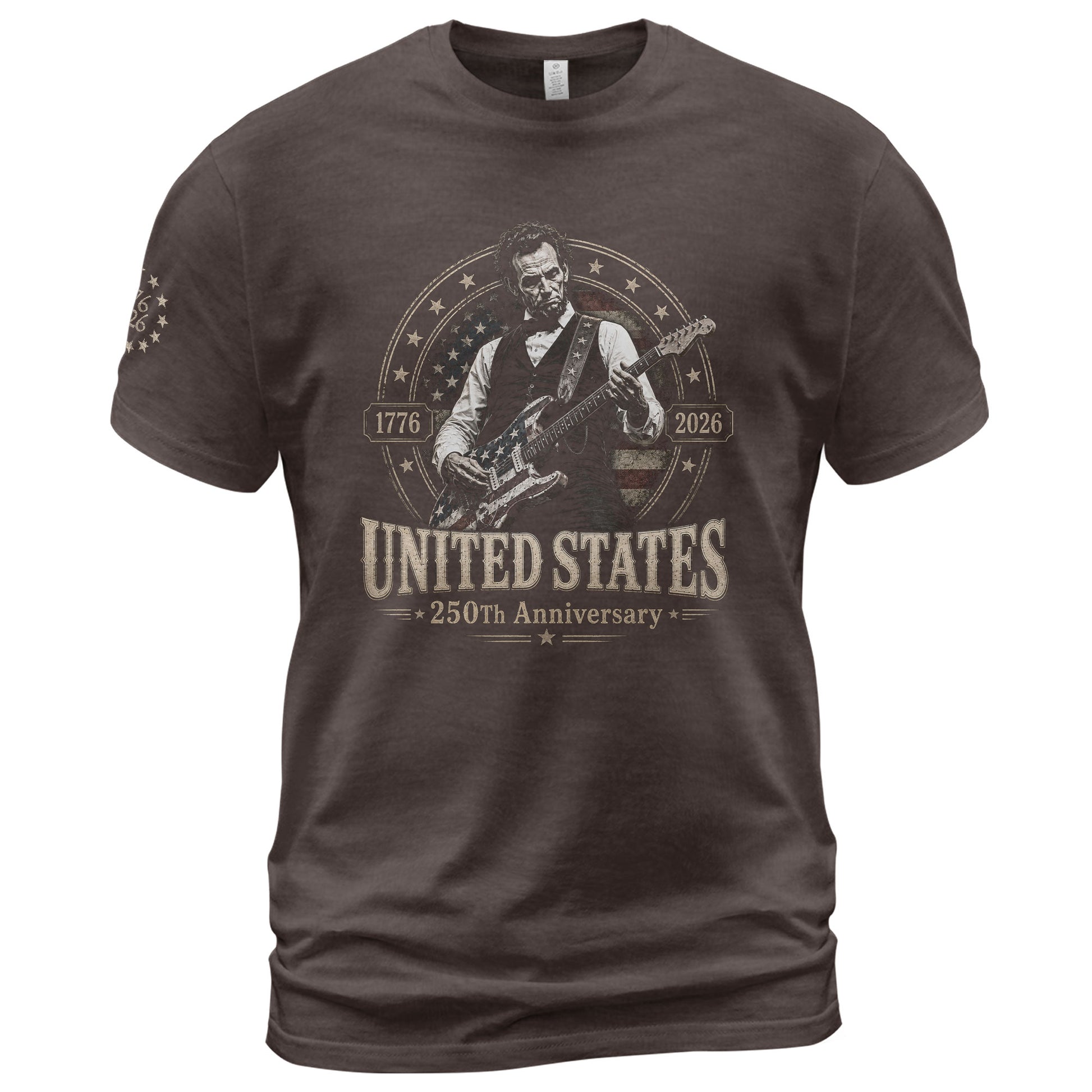 Mens T Shirt Patriotic 250 Years 1776-2026 Abraham Lincoln Star Badge Graphic Tee - Rust Field Wear