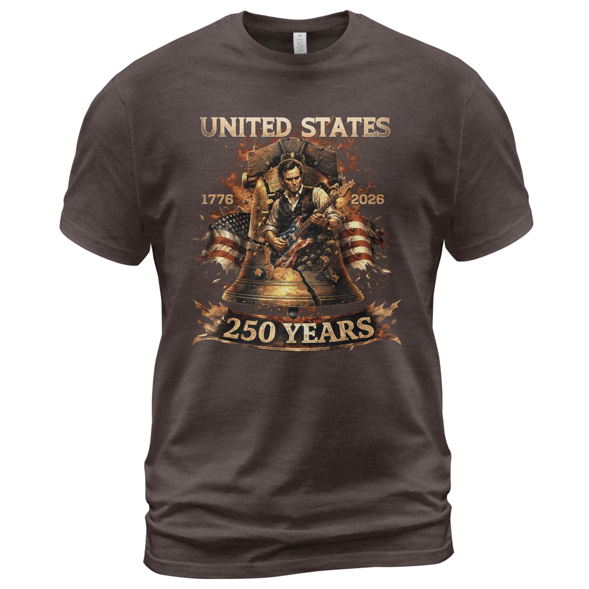 Liberty Bell Guitar Patriotic T-Shirt - Vintage 1776 2026 Historical Graphic Tee
